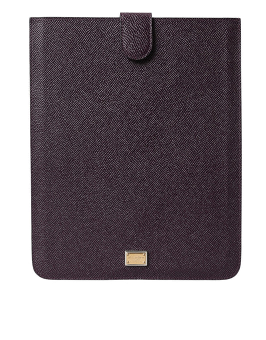 Dolce & Gabbana Dark Brown Leather Logo Plaque Cover Sleeve Tablet Case Dolce & Gabbana