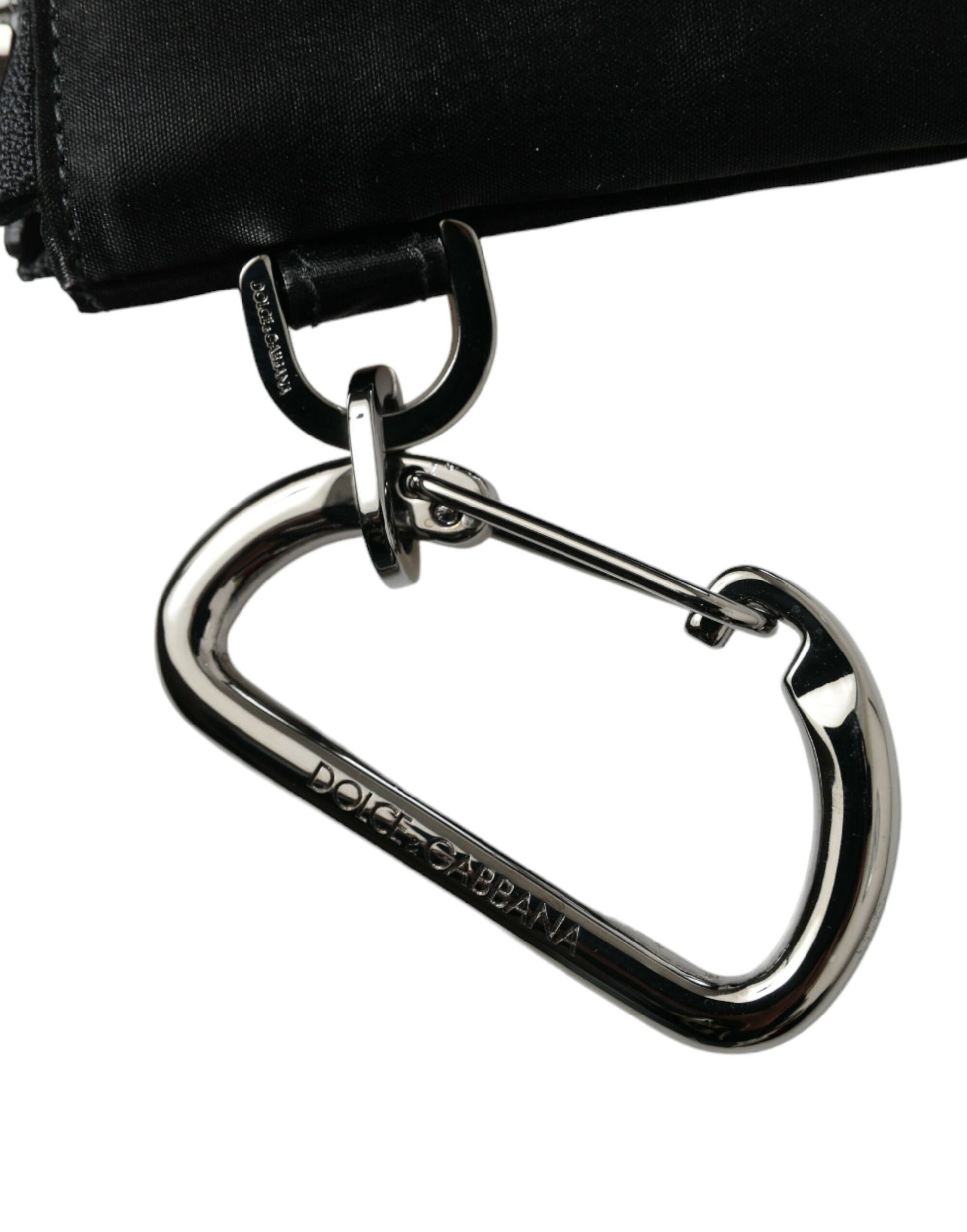 Dolce & Gabbana Black Nylon Logo Plaque Keyring Pouch Clutch Bag Dolce & Gabbana