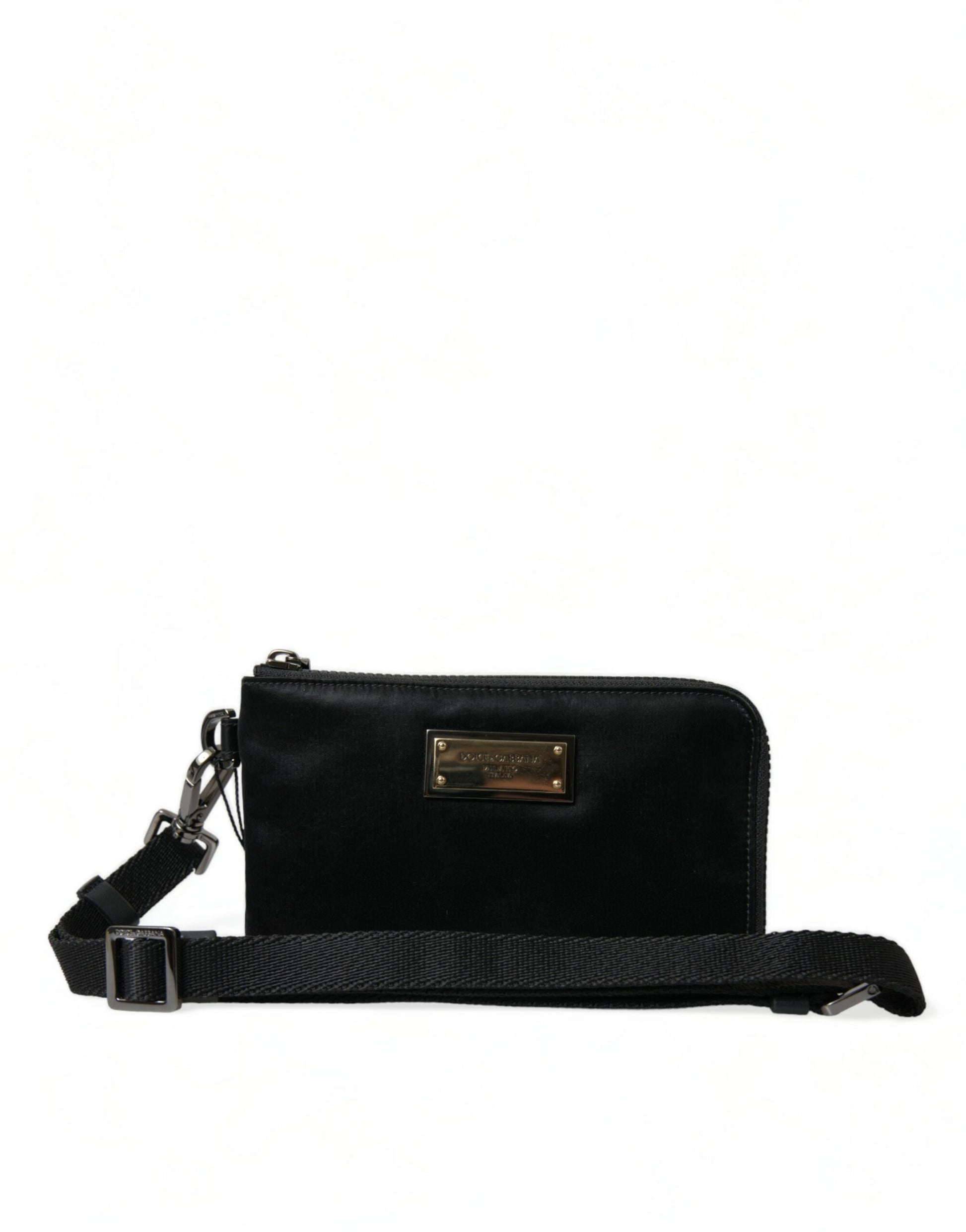Dolce & Gabbana Black Nylon Logo Plaque Keyring Pouch Clutch Bag Dolce & Gabbana