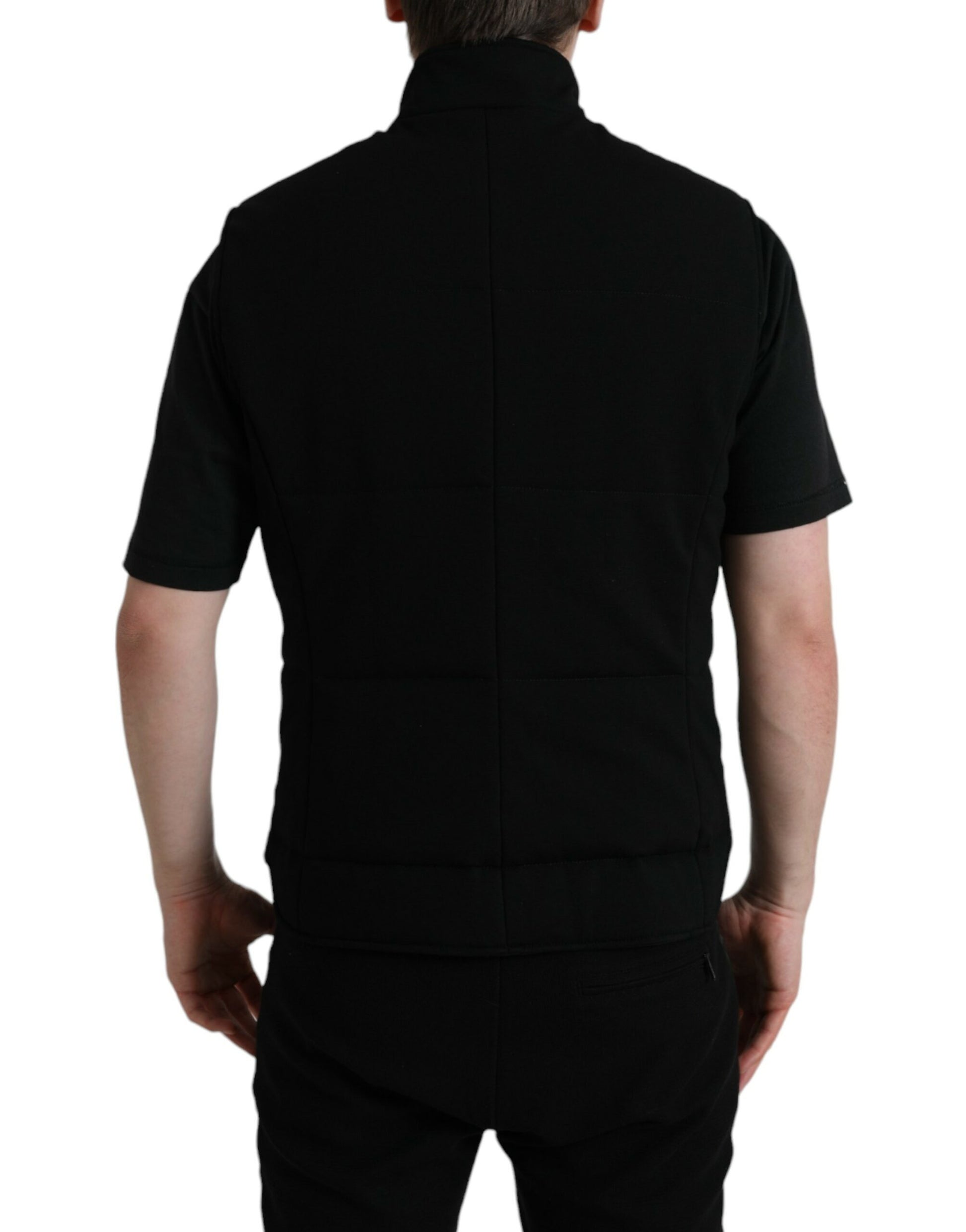 Dolce & Gabbana Black Rayon Buttoned Vest Logo Jacket Dolce & Gabbana