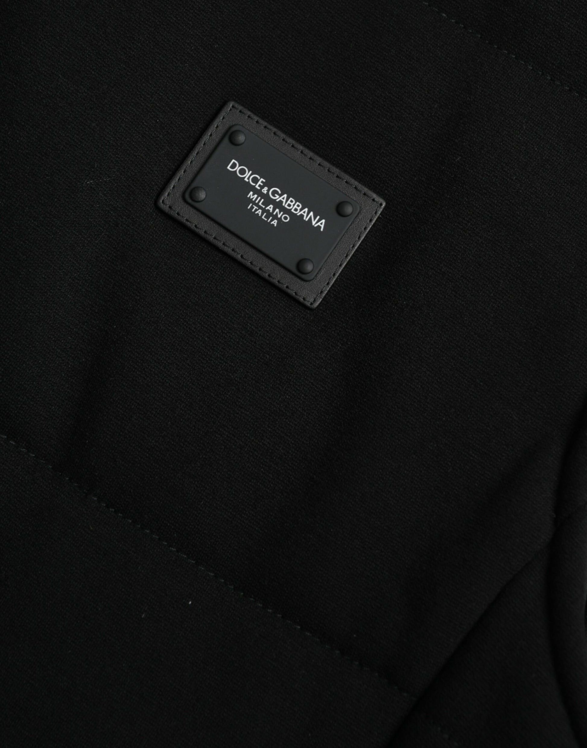 Dolce & Gabbana Black Rayon Buttoned Vest Logo Jacket Dolce & Gabbana