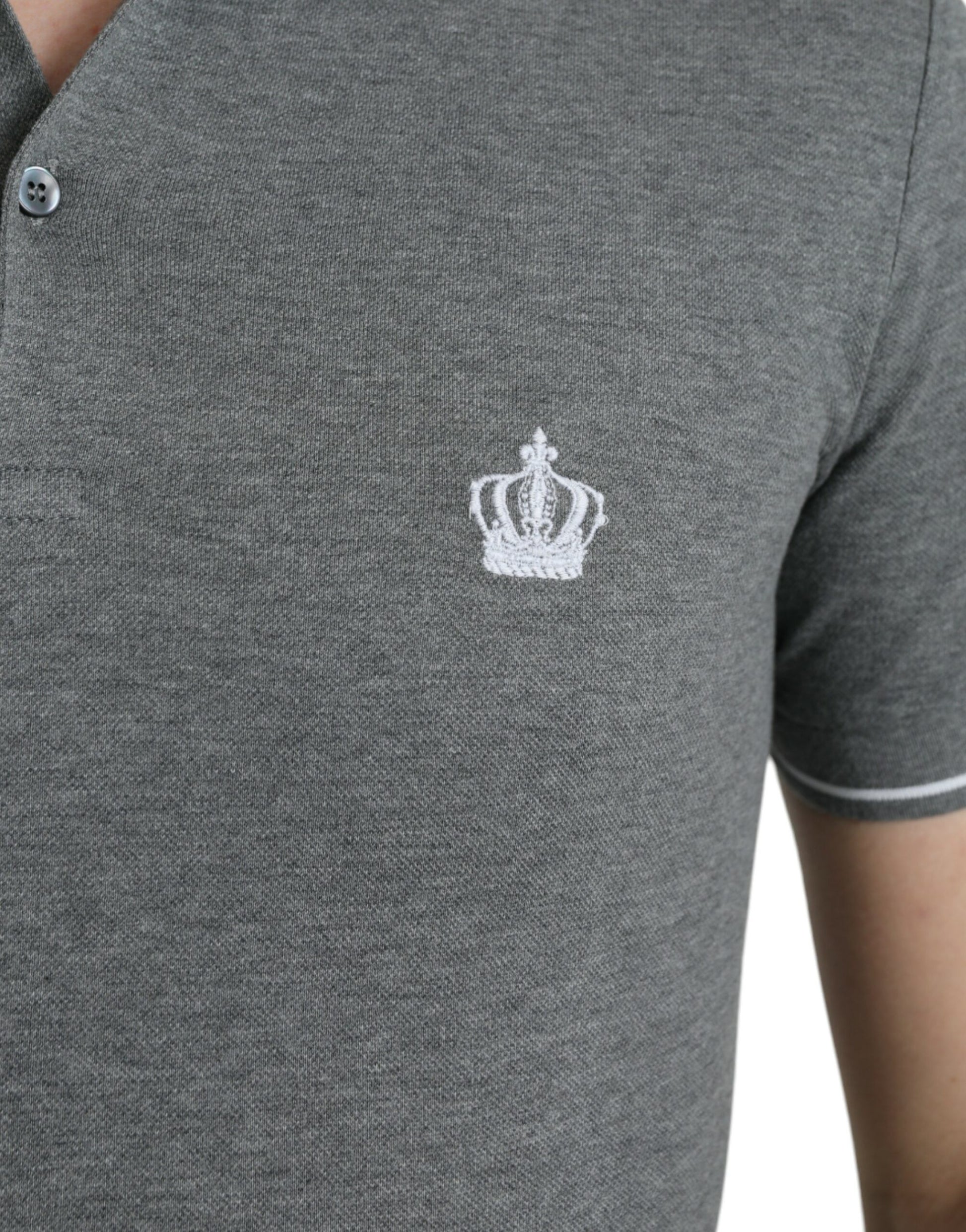 Dolce & Gabbana Gray Collared Short Sleeve Crown T-shirt Dolce & Gabbana