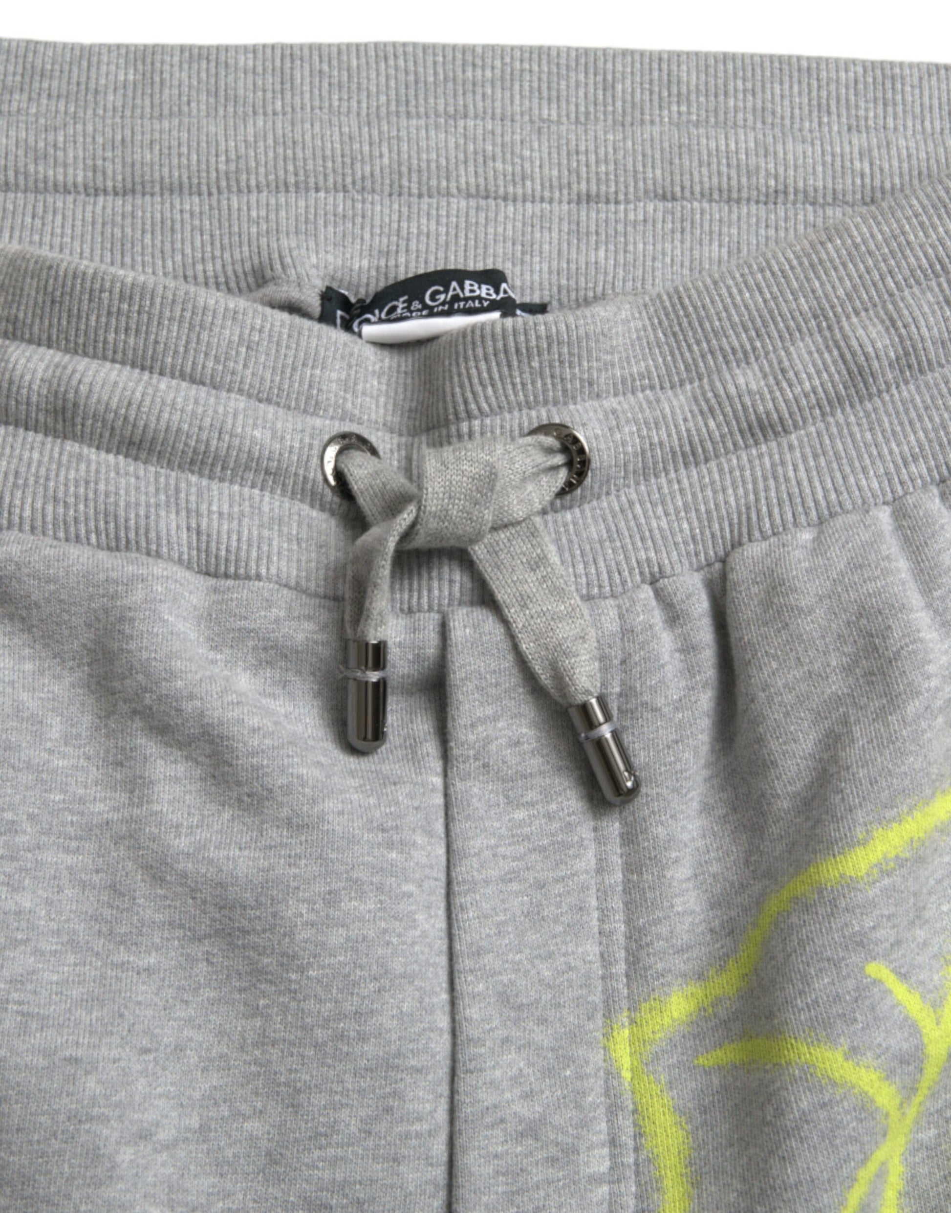Dolce & Gabbana Gray Cotton Graffiti Sweatpants Jogger Pants Dolce & Gabbana