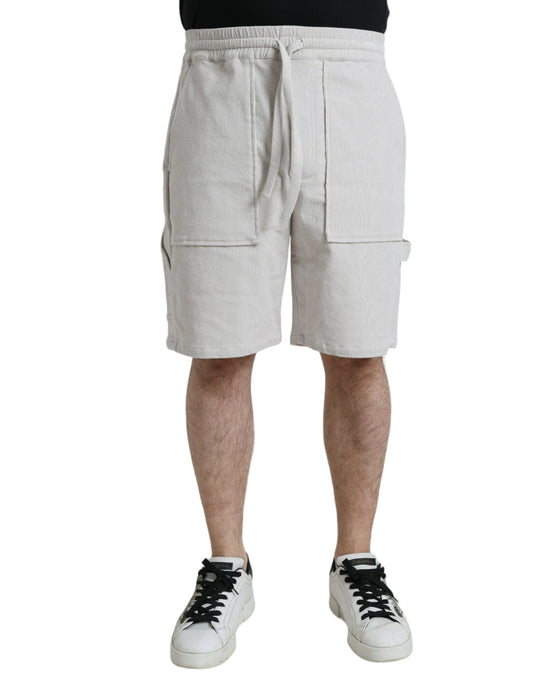 Dolce & Gabbana Beige Cotton Corduroy Logo Bermuda Shorts Dolce & Gabbana