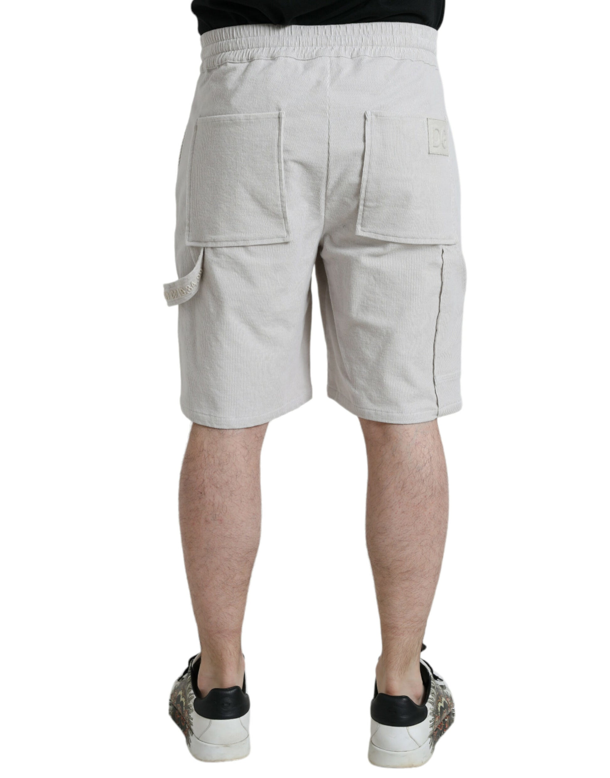 Dolce & Gabbana Beige Cotton Corduroy Logo Bermuda Shorts Dolce & Gabbana