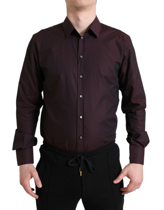 Dolce & Gabbana Maroon Jacquard Formal Dress MARTINI Shirt Dolce & Gabbana