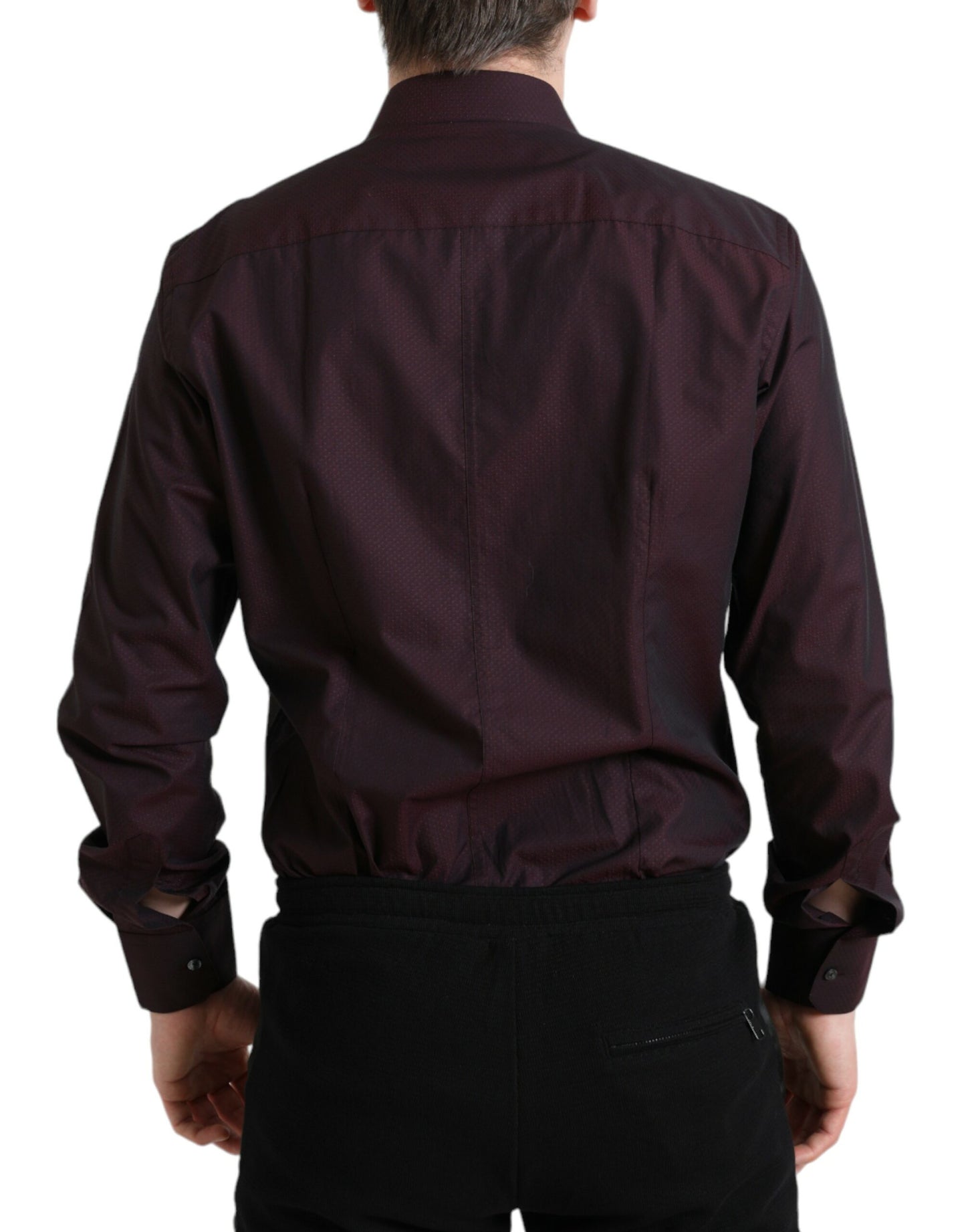 Dolce & Gabbana Maroon Jacquard Formal Dress MARTINI Shirt Dolce & Gabbana