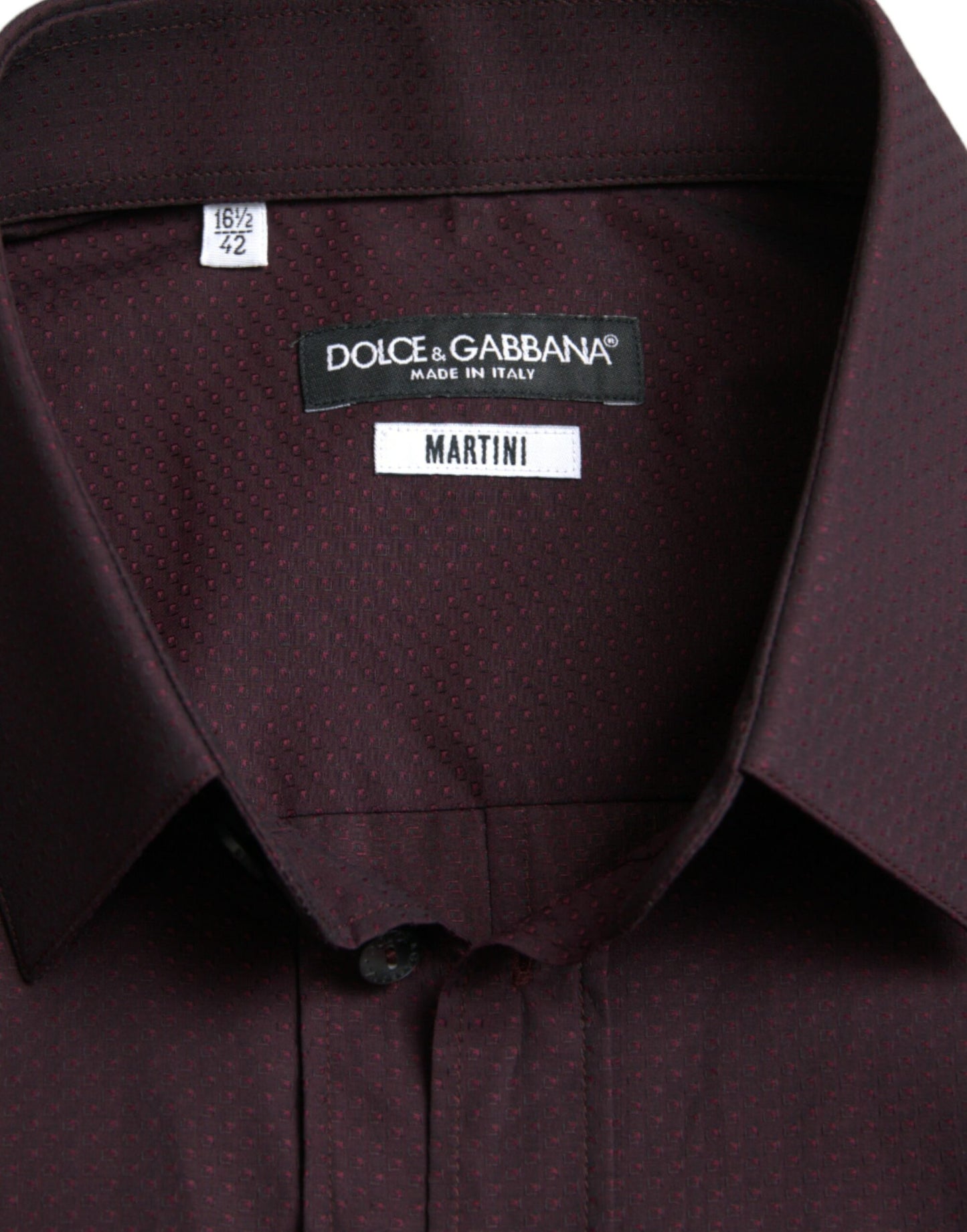 Dolce & Gabbana Maroon Jacquard Formal Dress MARTINI Shirt Dolce & Gabbana