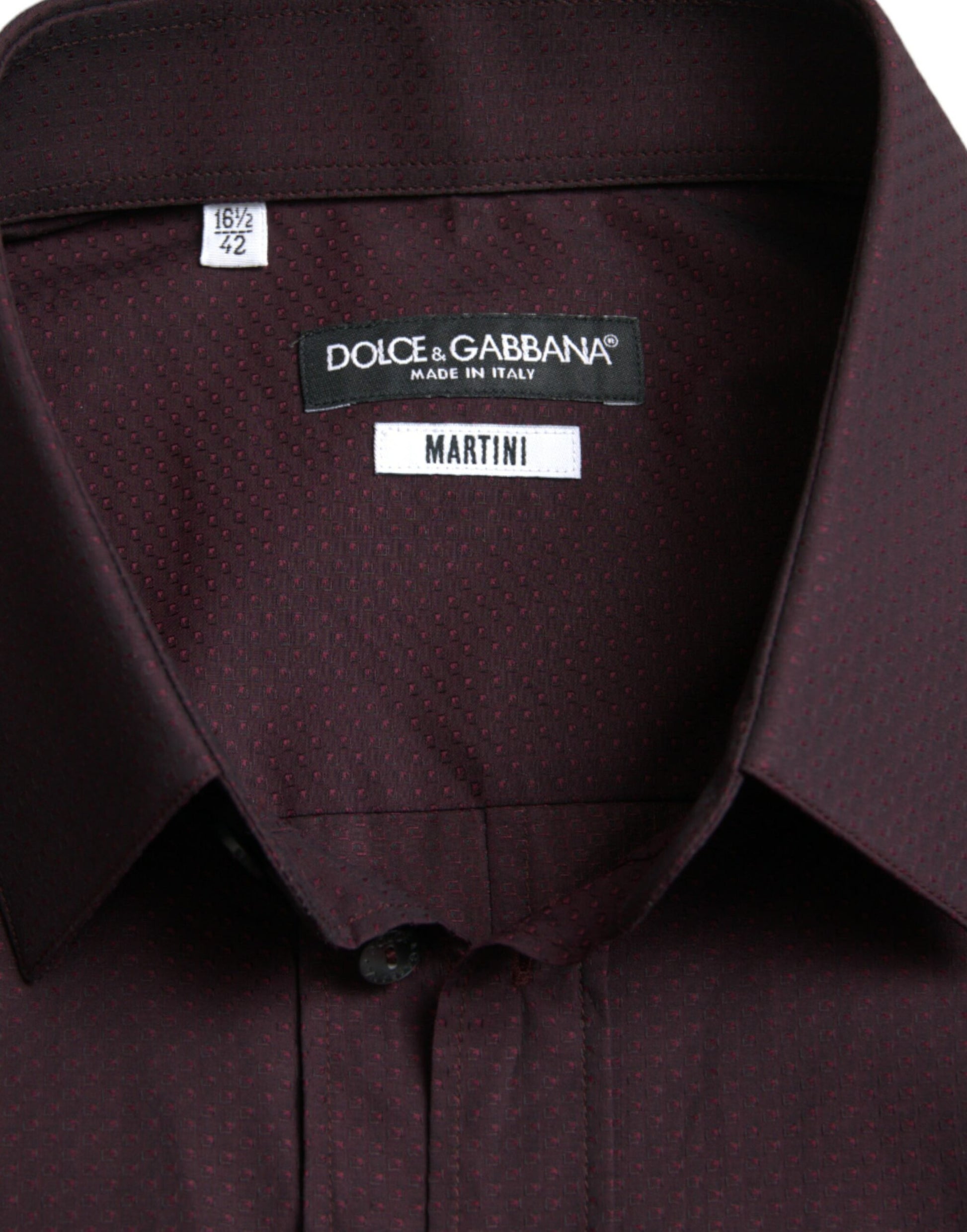 Dolce & Gabbana Maroon Jacquard Formal Dress MARTINI Shirt Dolce & Gabbana
