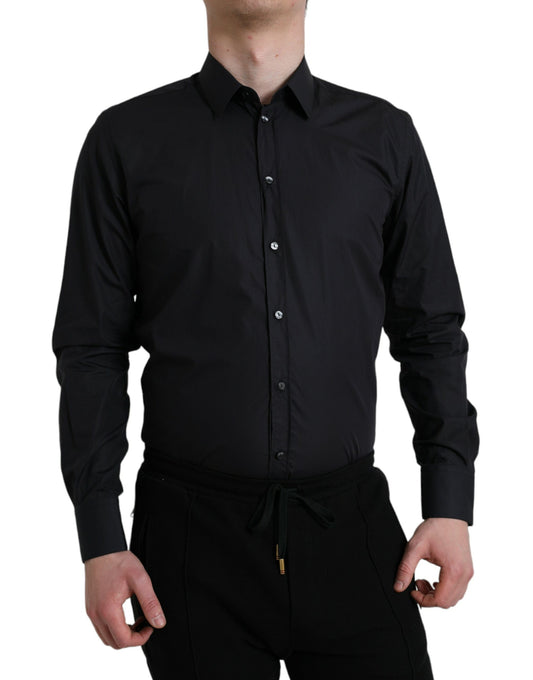 Dolce & Gabbana Navy Blue Cotton Collared Formal Dress Shirt Dolce & Gabbana