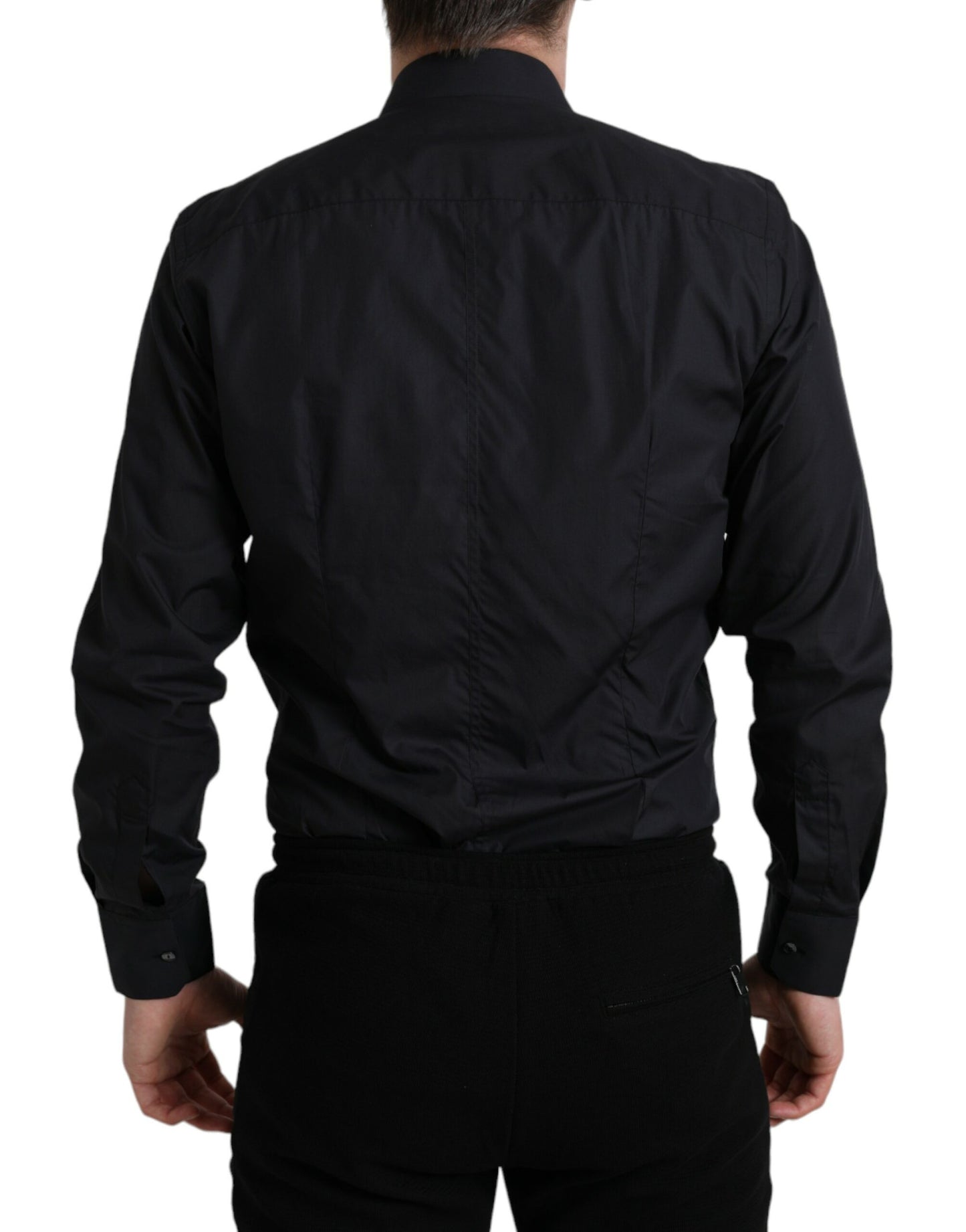 Dolce & Gabbana Navy Blue Cotton Collared Formal Dress Shirt Dolce & Gabbana