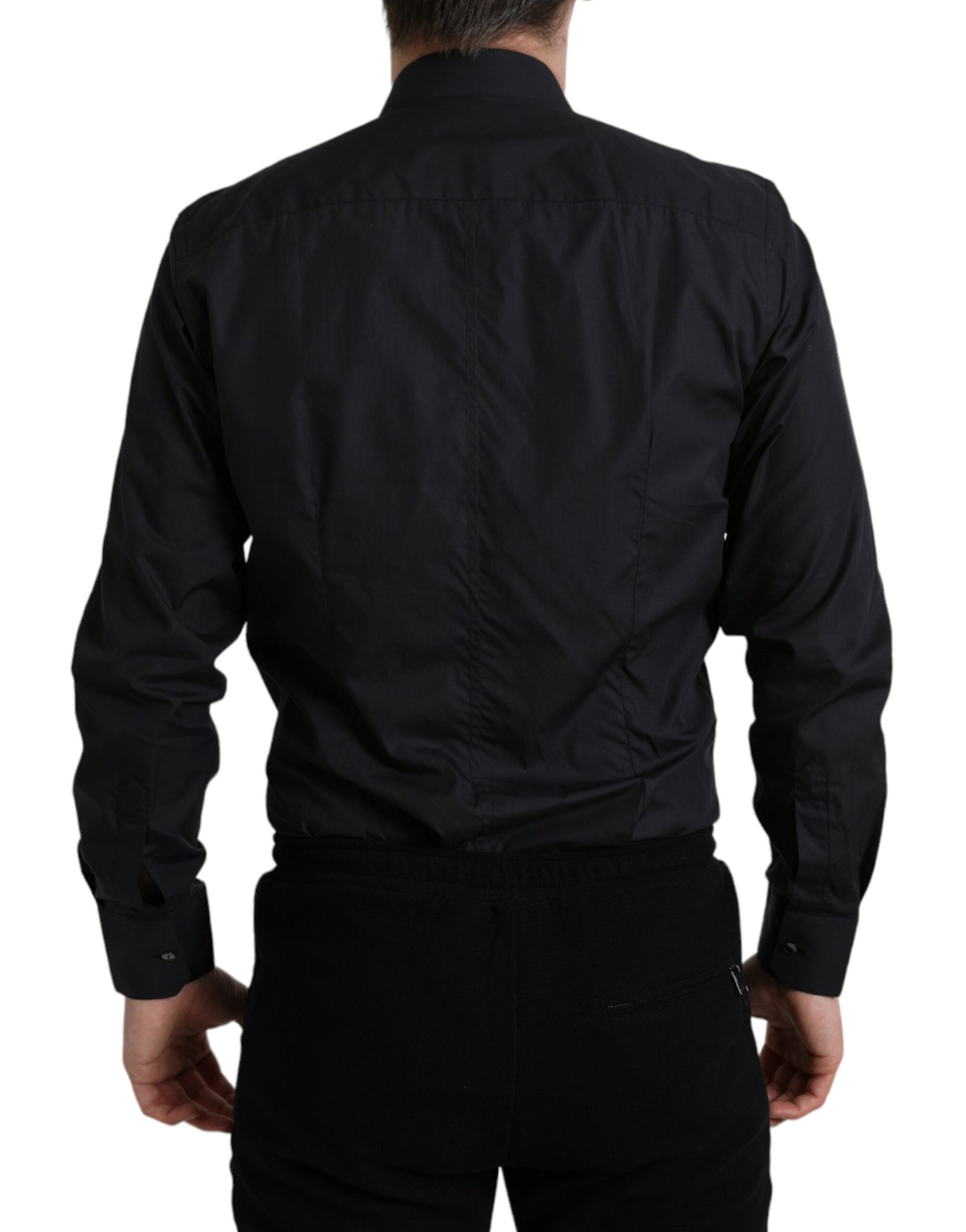 Dolce & Gabbana Navy Blue Cotton Collared Formal Dress Shirt Dolce & Gabbana