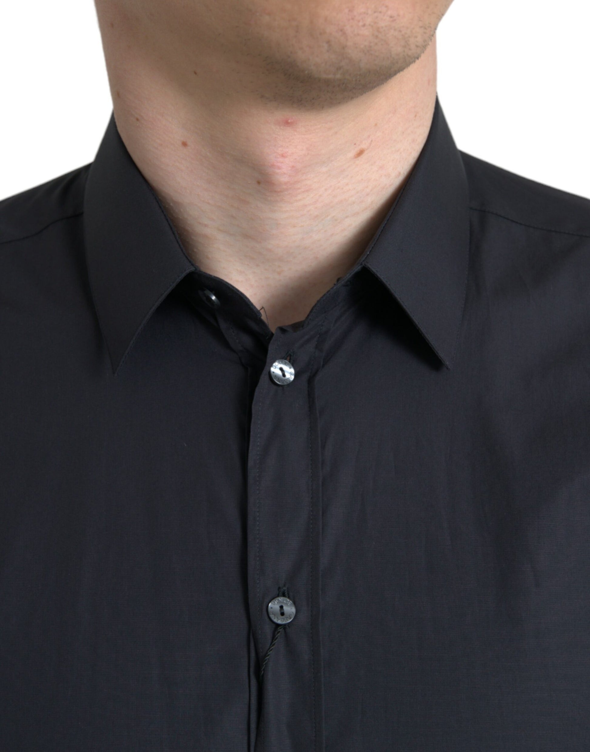 Dolce & Gabbana Navy Blue Cotton Collared Formal Dress Shirt Dolce & Gabbana