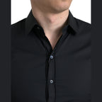 Dolce & Gabbana Black Cotton Stretch Slim Formal Dress Shirt