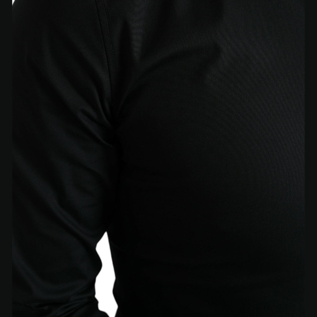 Dolce & Gabbana Black Cotton Stretch Slim Formal Dress Shirt