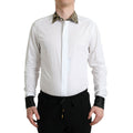 Dolce & Gabbana White Cotton Jacquard Formal GOLD Dress Shirt
