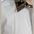 Dolce & Gabbana White Cotton Jacquard Formal GOLD Dress Shirt
