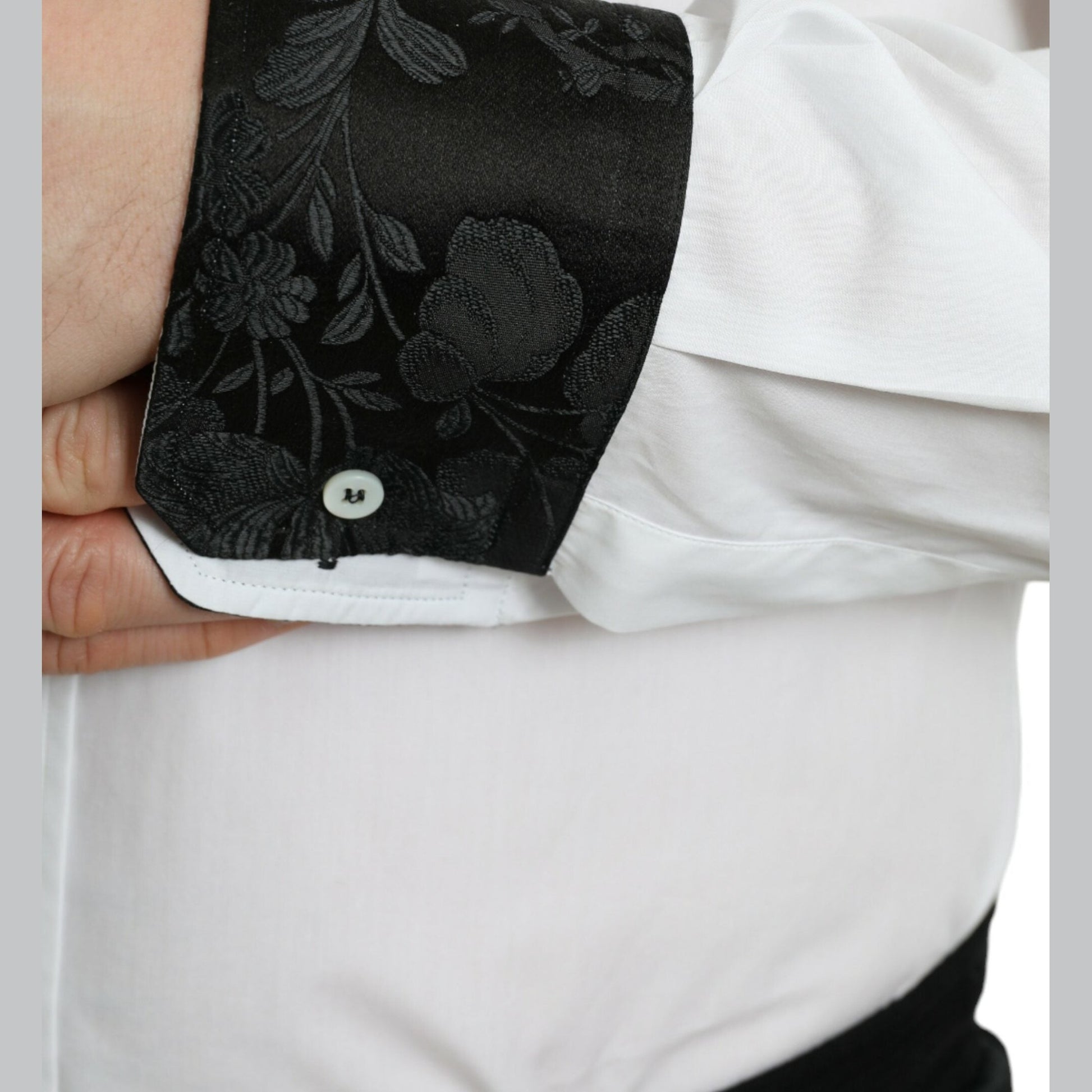 Dolce & Gabbana White Cotton Jacquard Formal GOLD Dress Shirt Dolce & Gabbana