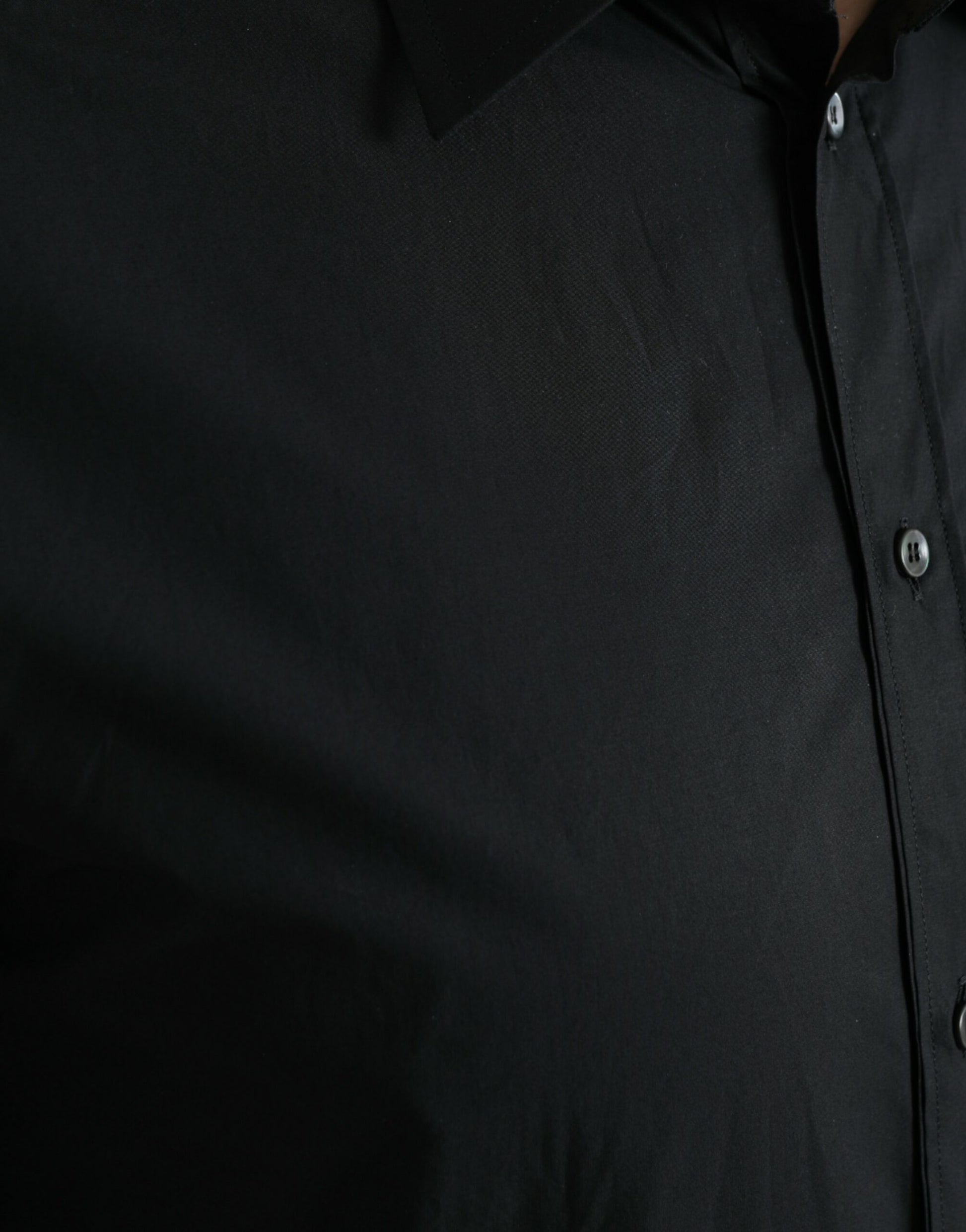 Dolce & Gabbana Black Cotton Men Formal GOLD Dress Shirt Dolce & Gabbana