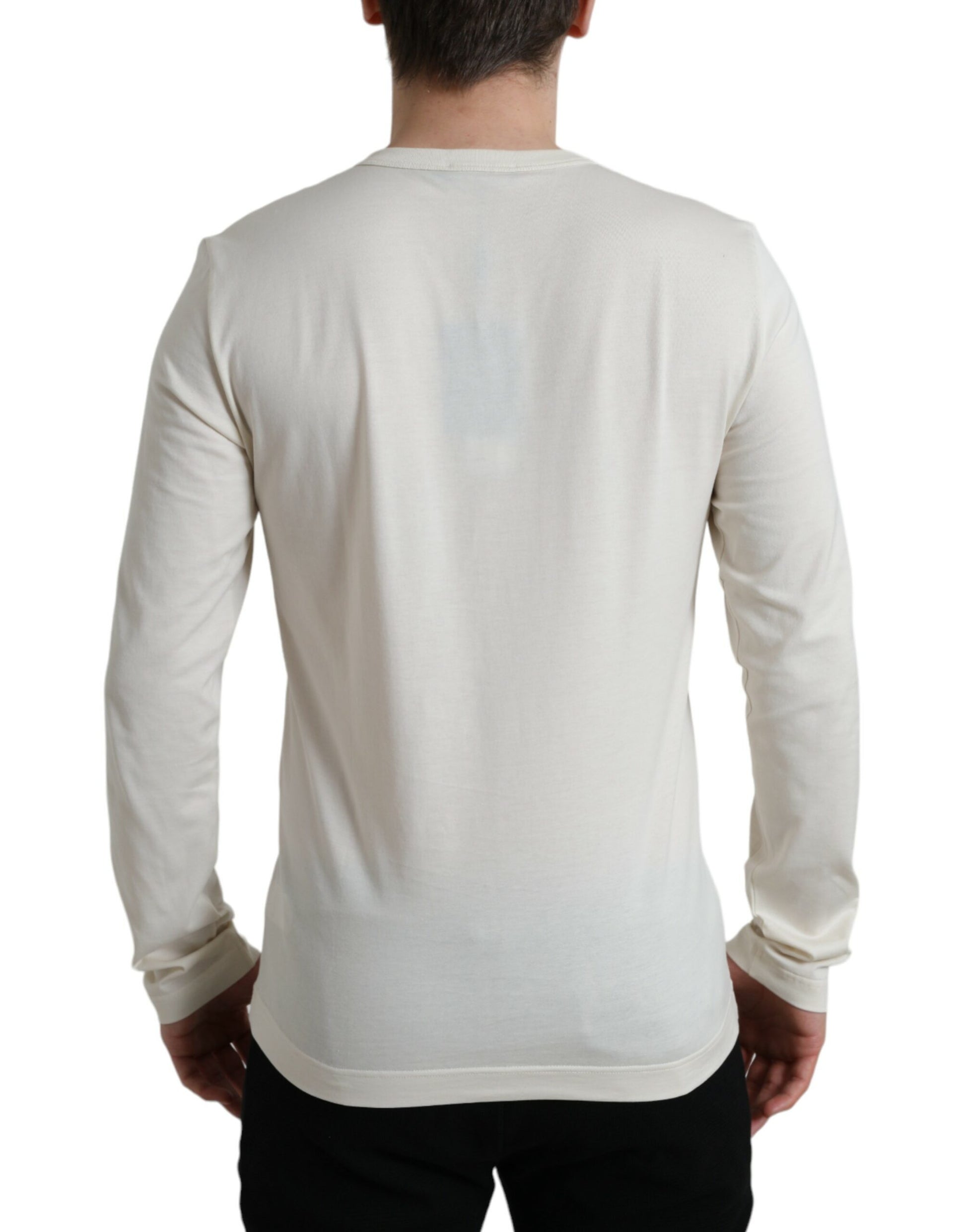 Dolce & Gabbana Off White Cotton Henley Pullover Sweater Dolce & Gabbana