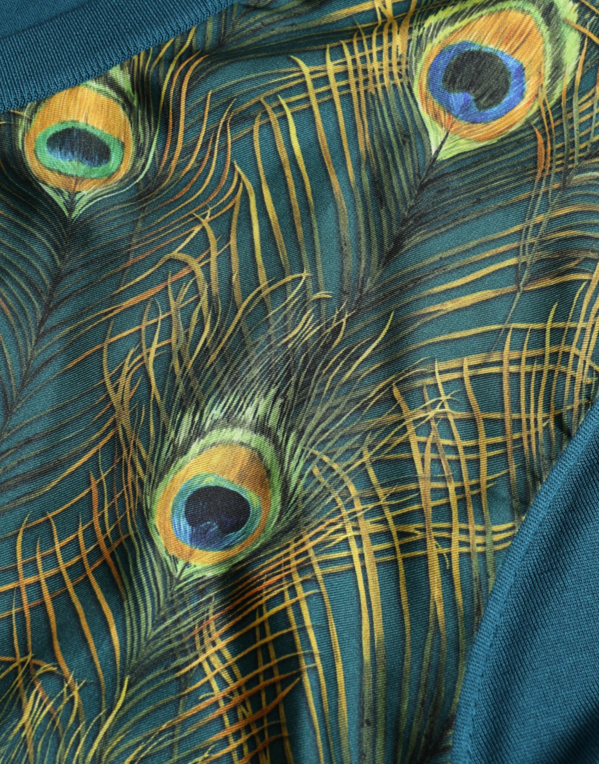 Dolce & Gabbana Green Peacock Feather Pullover Sweater Dolce & Gabbana