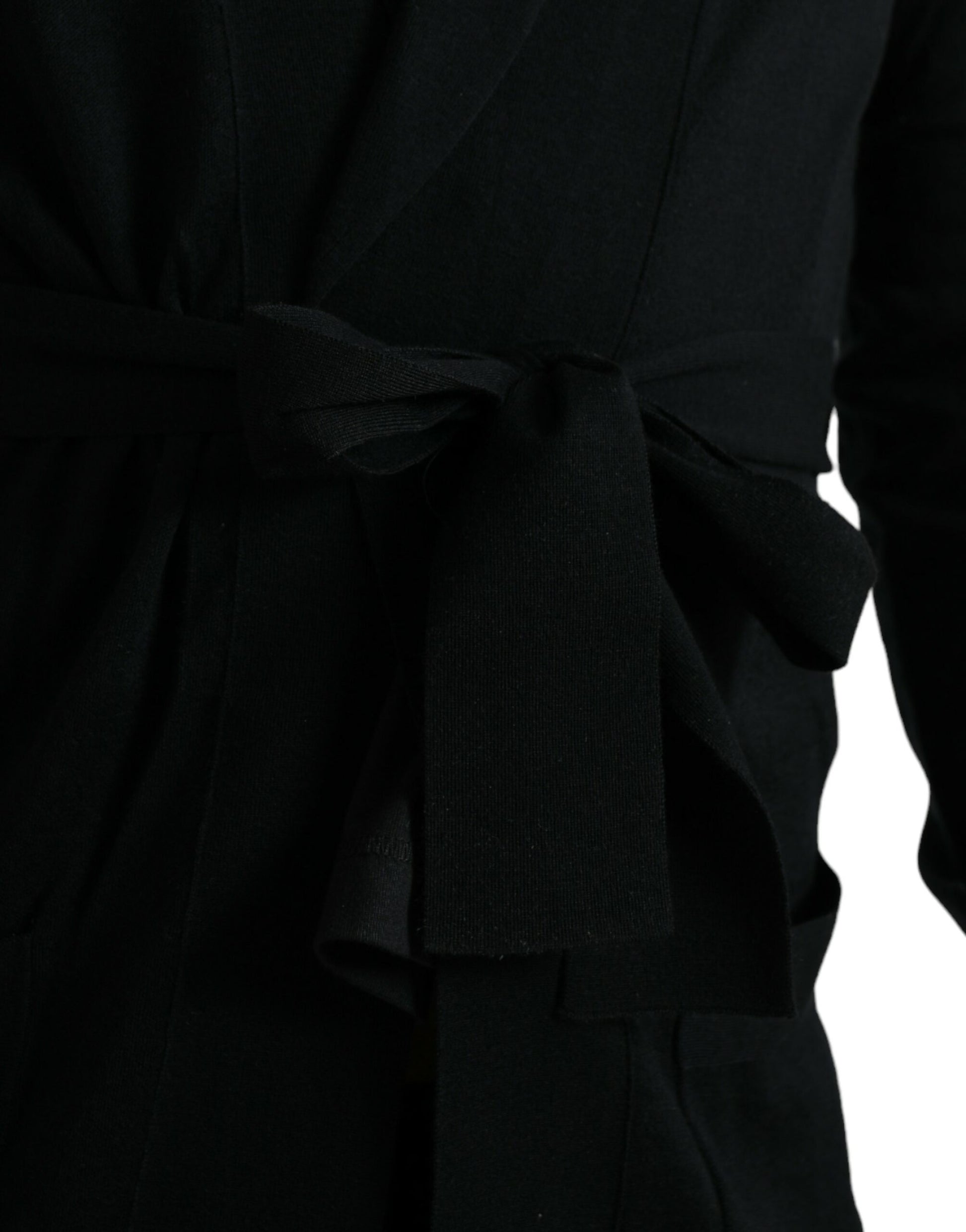 Dolce & Gabbana Black Cashmere Long Sleeves Belted Wrap Robe Dolce & Gabbana