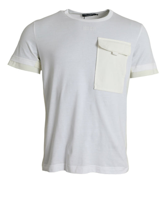 Dolce & Gabbana White Cotton Pocket Short Sleeves T-shirt Dolce & Gabbana