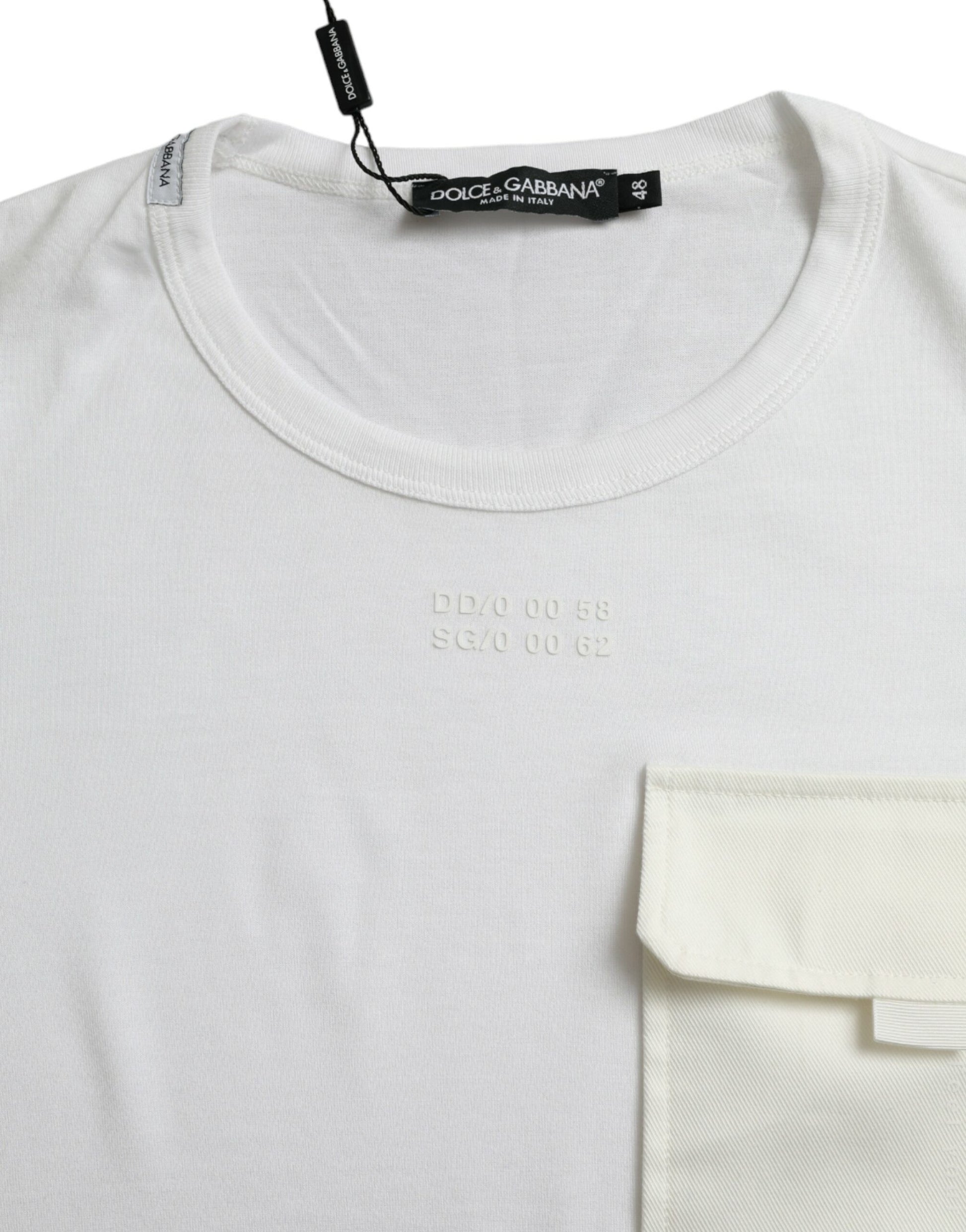 Dolce & Gabbana White Cotton Pocket Short Sleeves T-shirt Dolce & Gabbana