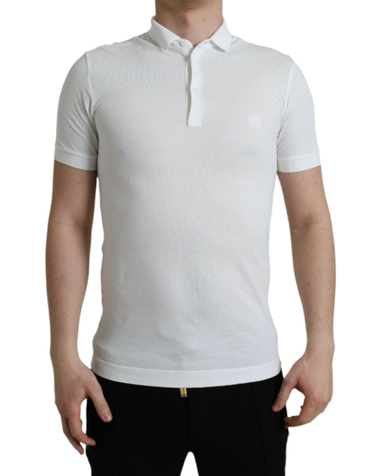 Dolce & Gabbana White Collared Short Sleeve Crown T-shirt Dolce & Gabbana