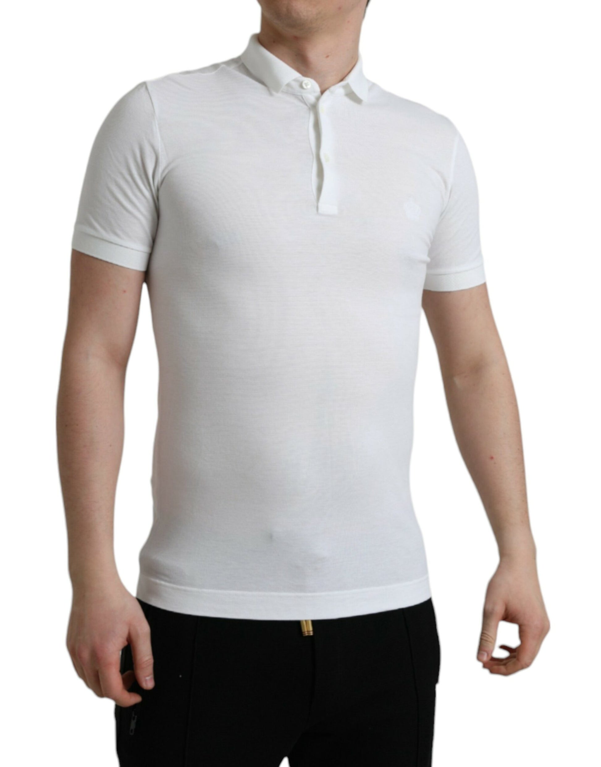 Dolce & Gabbana White Collared Short Sleeve Crown T-shirt Dolce & Gabbana
