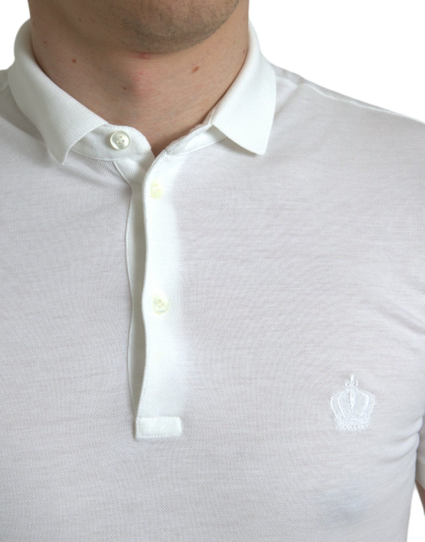 Dolce & Gabbana White Collared Short Sleeve Crown T-shirt Dolce & Gabbana