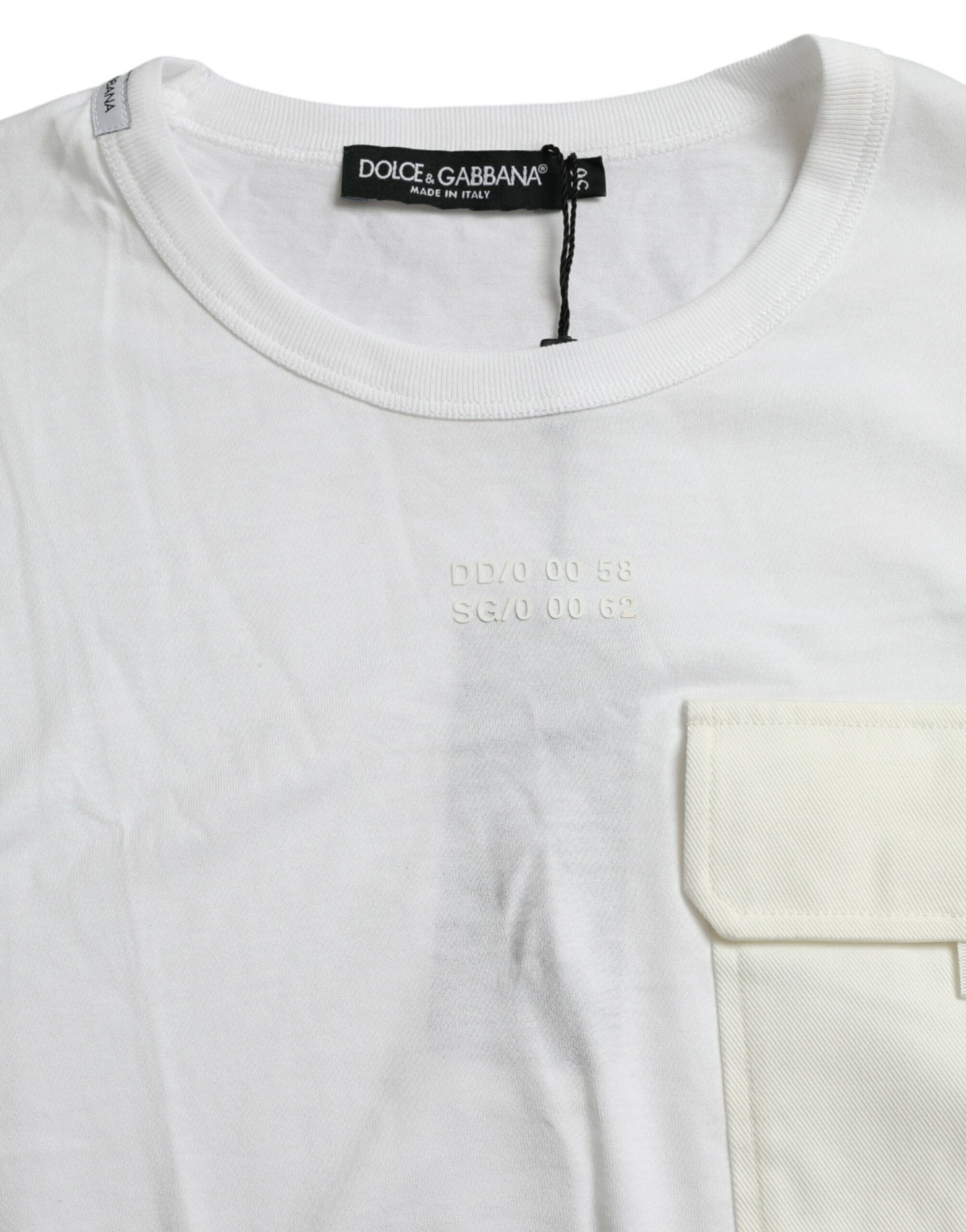 Dolce & Gabbana White Cotton Pocket Short Sleeves T-shirt Dolce & Gabbana