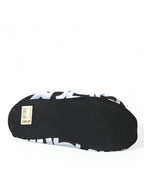 Dolce & Gabbana White Logo Print Nylon Slip On Flats Shoes