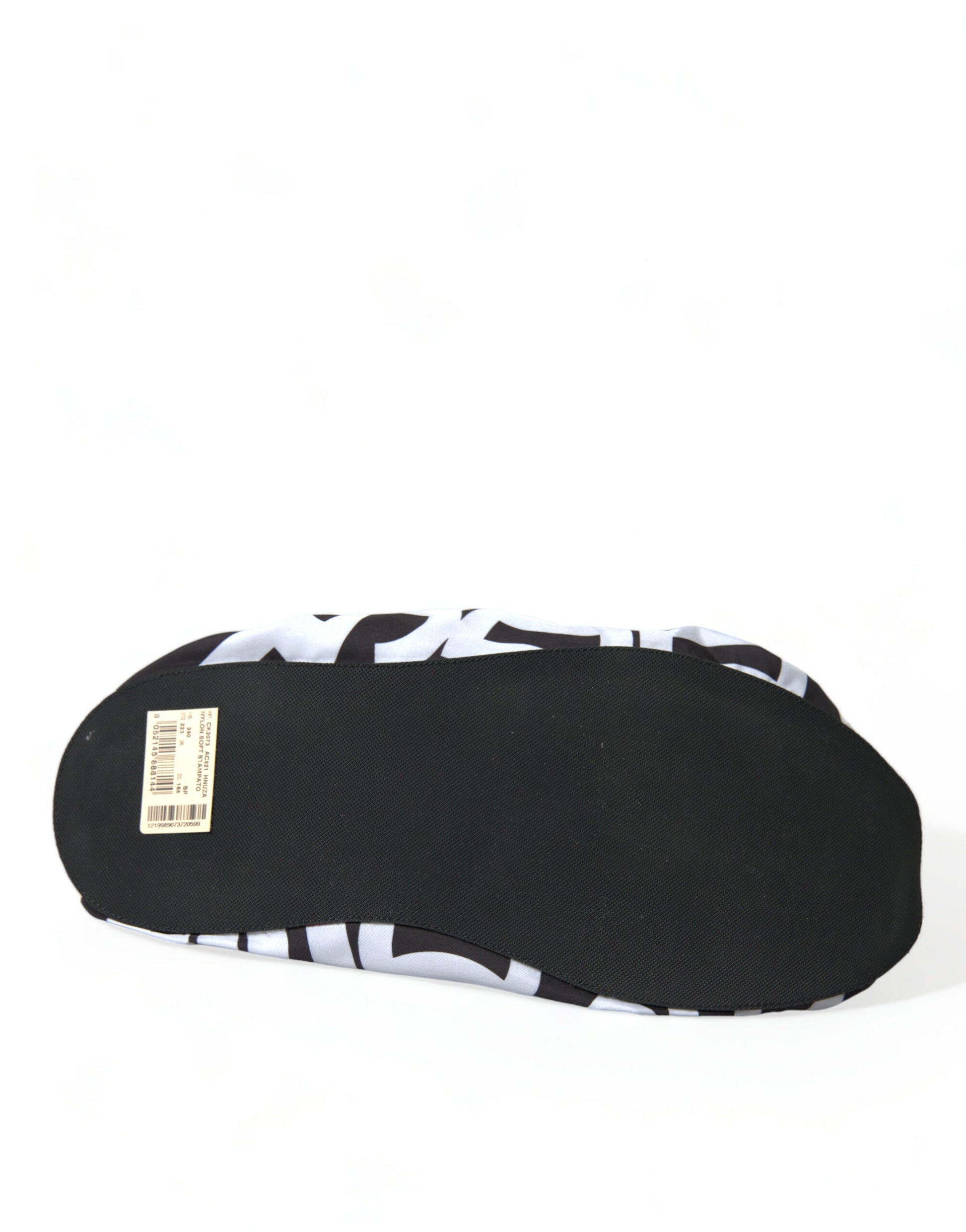 Dolce & Gabbana White Logo Print Nylon Slip On Flats Shoes Dolce & Gabbana