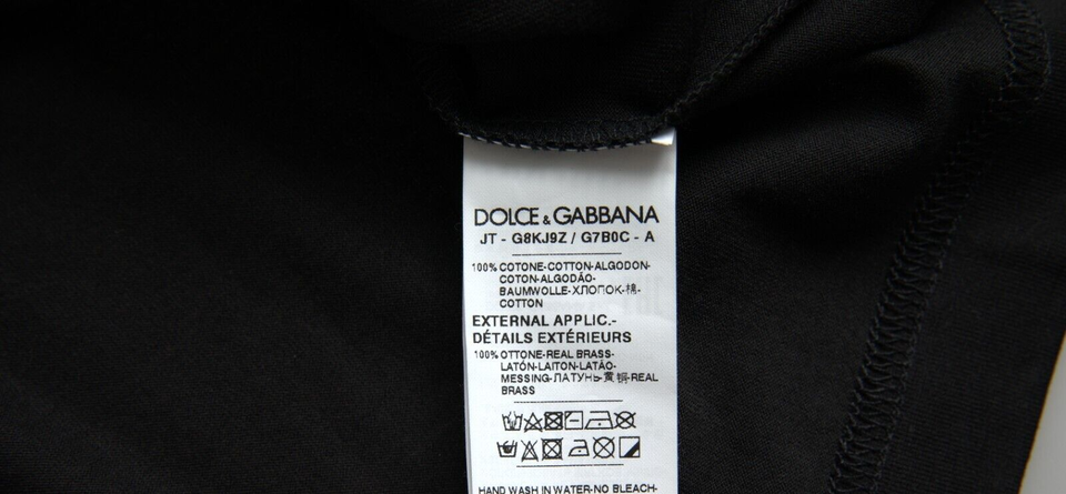 Dolce & Gabbana Black Silver Chain Short Sleeve T-shirt Dolce & Gabbana