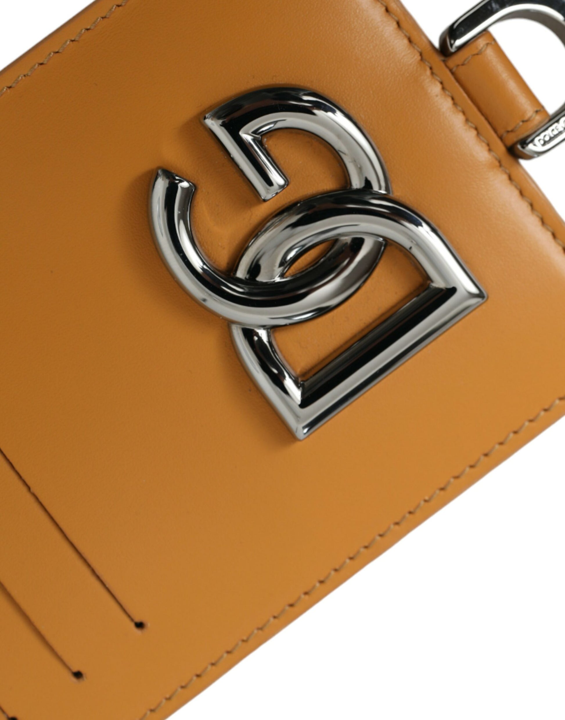 Dolce & Gabbana Orange Calf Leather Credit Card Holder Clip On Wallet Dolce & Gabbana