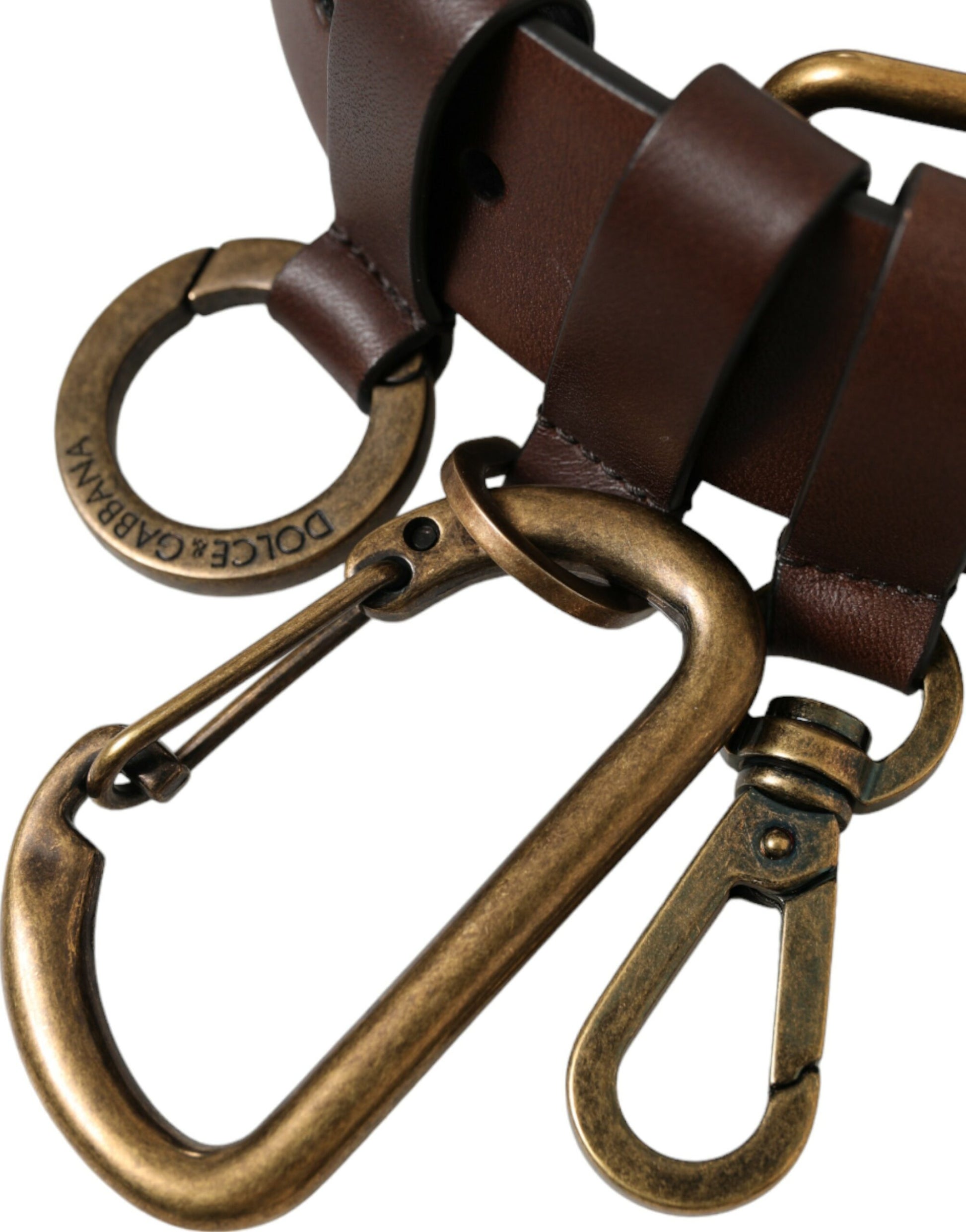 Dolce & Gabbana Brown Calf Leather Gold Metal Buckle Belt Dolce & Gabbana