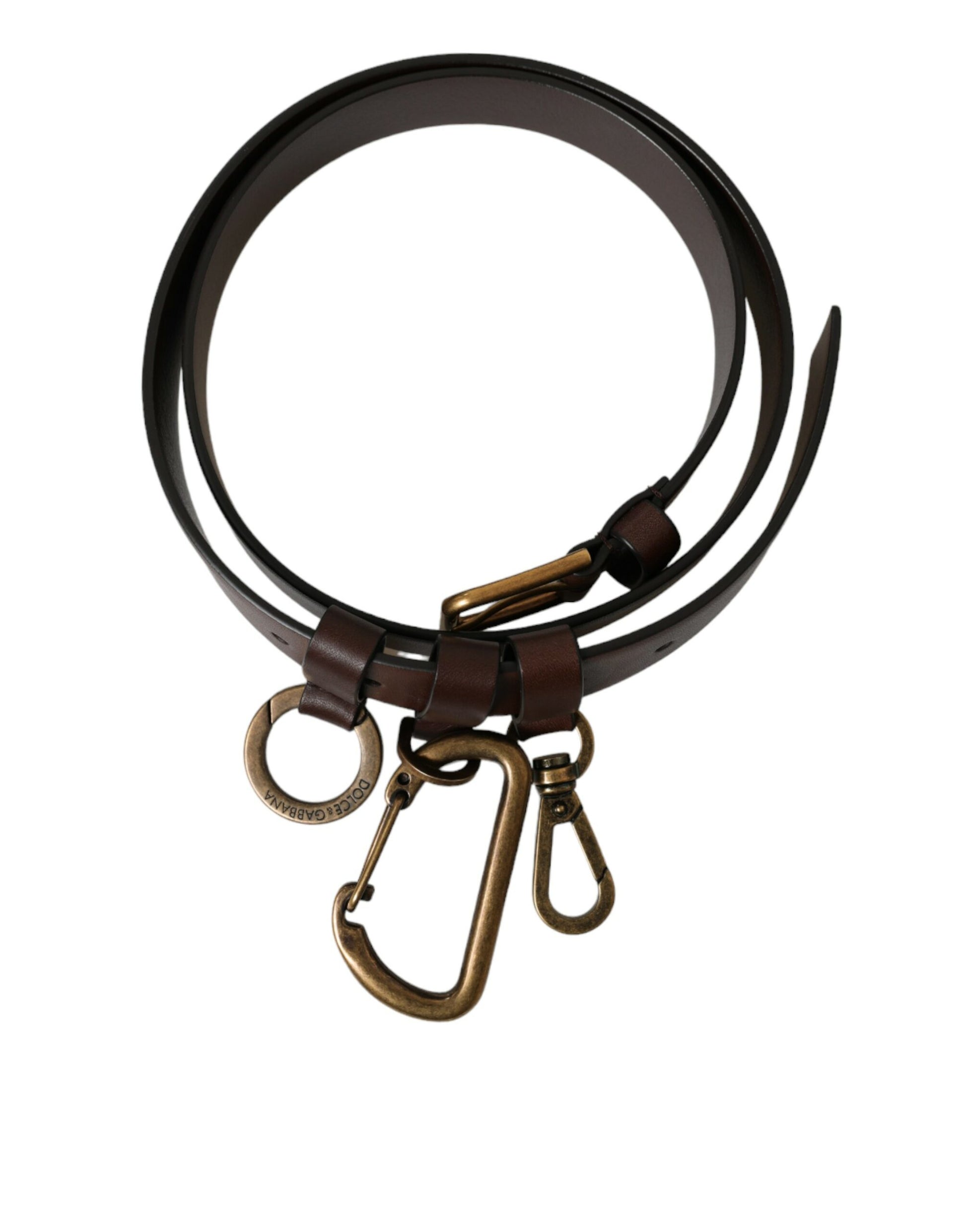 Dolce & Gabbana Brown Calf Leather Gold Metal Buckle Belt Dolce & Gabbana