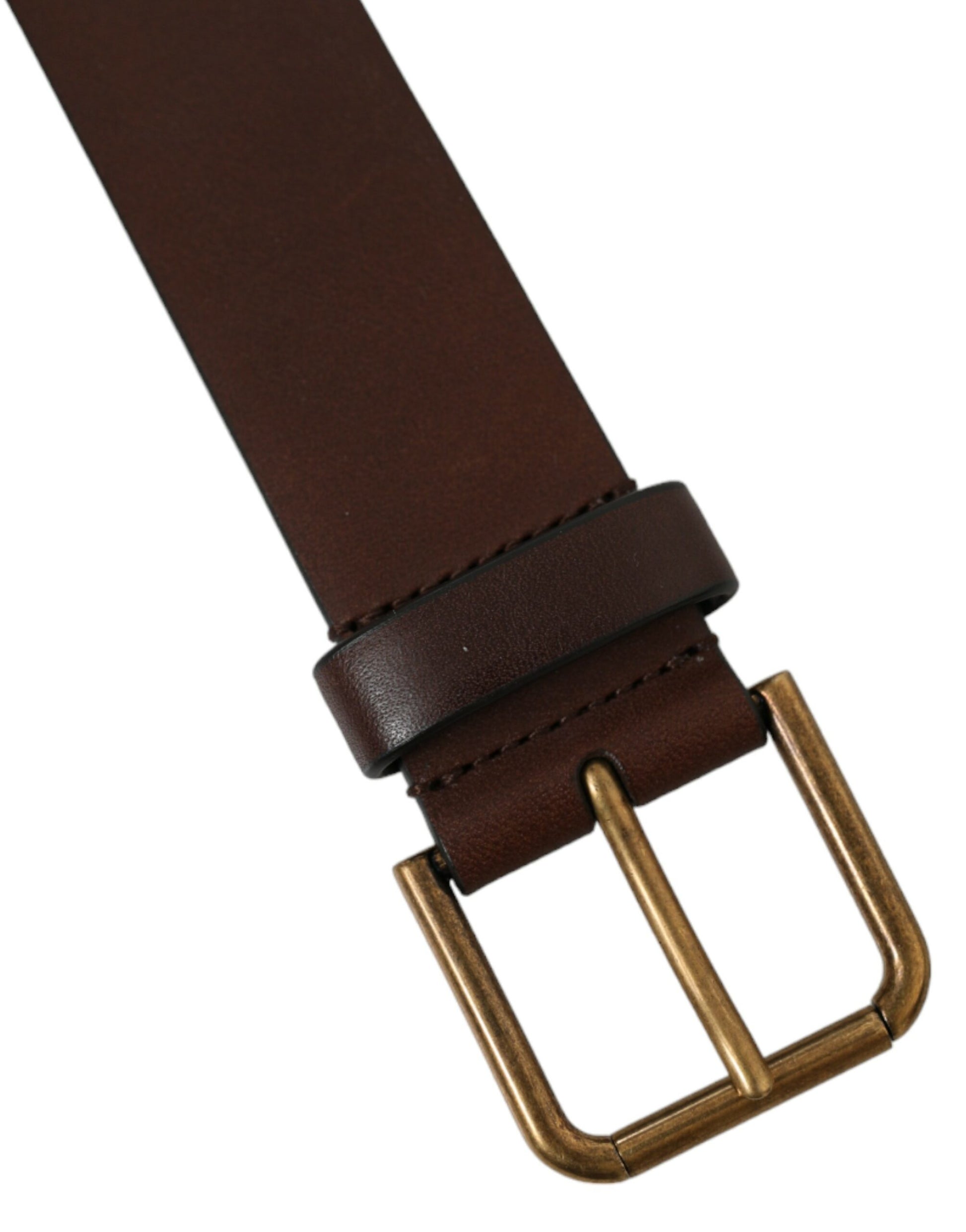 Dolce & Gabbana Brown Calf Leather Gold Metal Buckle Belt Dolce & Gabbana