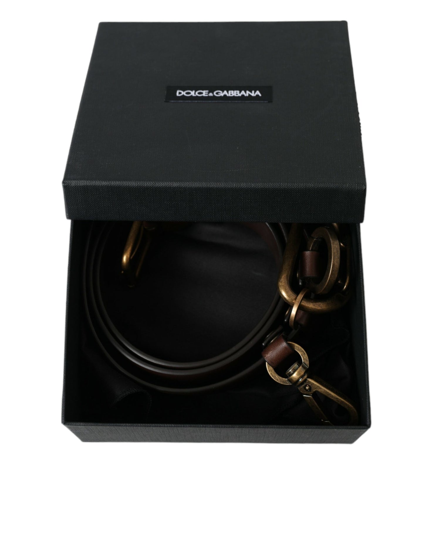 Dolce & Gabbana Brown Calf Leather Gold Metal Buckle Belt Dolce & Gabbana