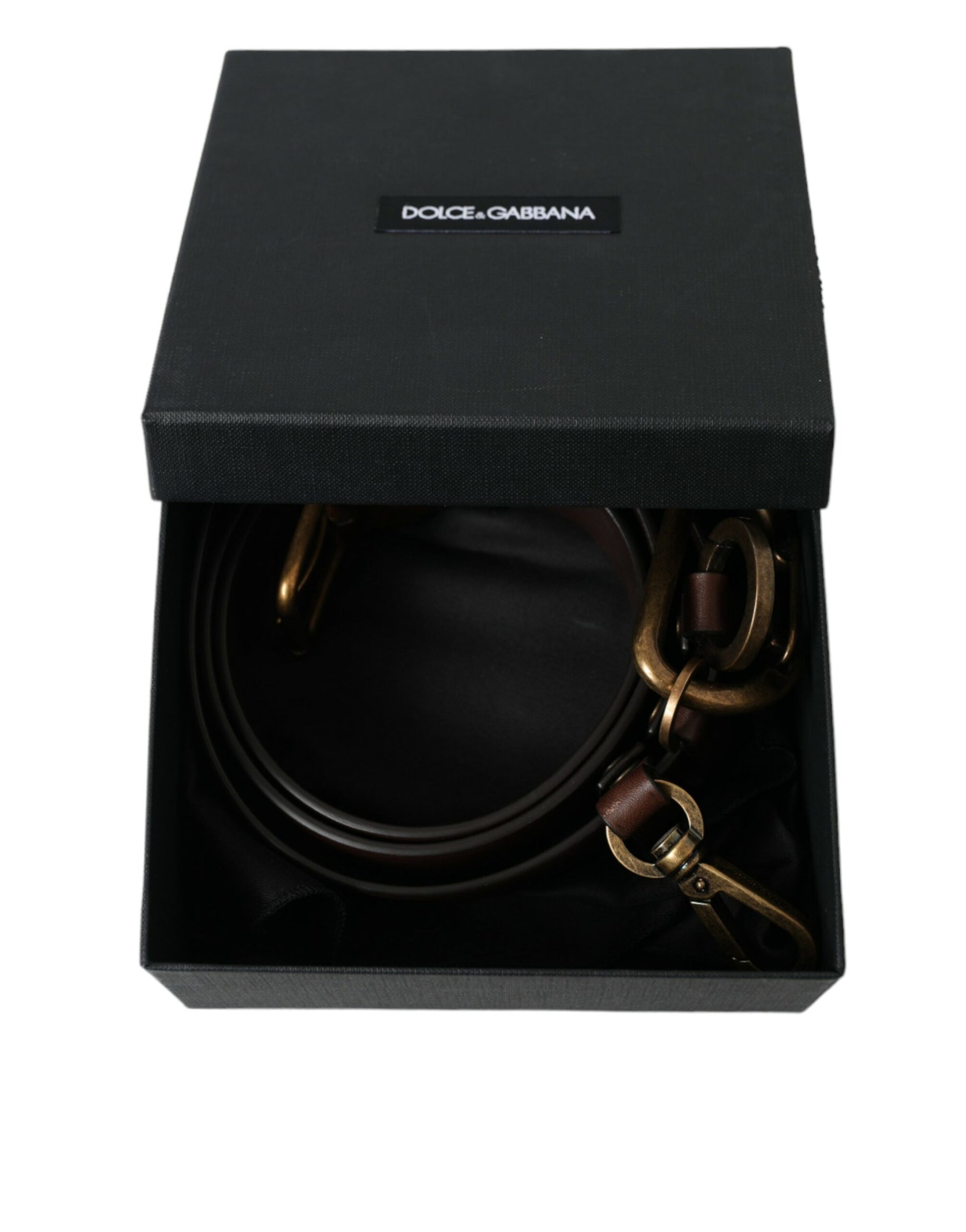 Dolce & Gabbana Brown Calf Leather Gold Metal Buckle Belt Dolce & Gabbana