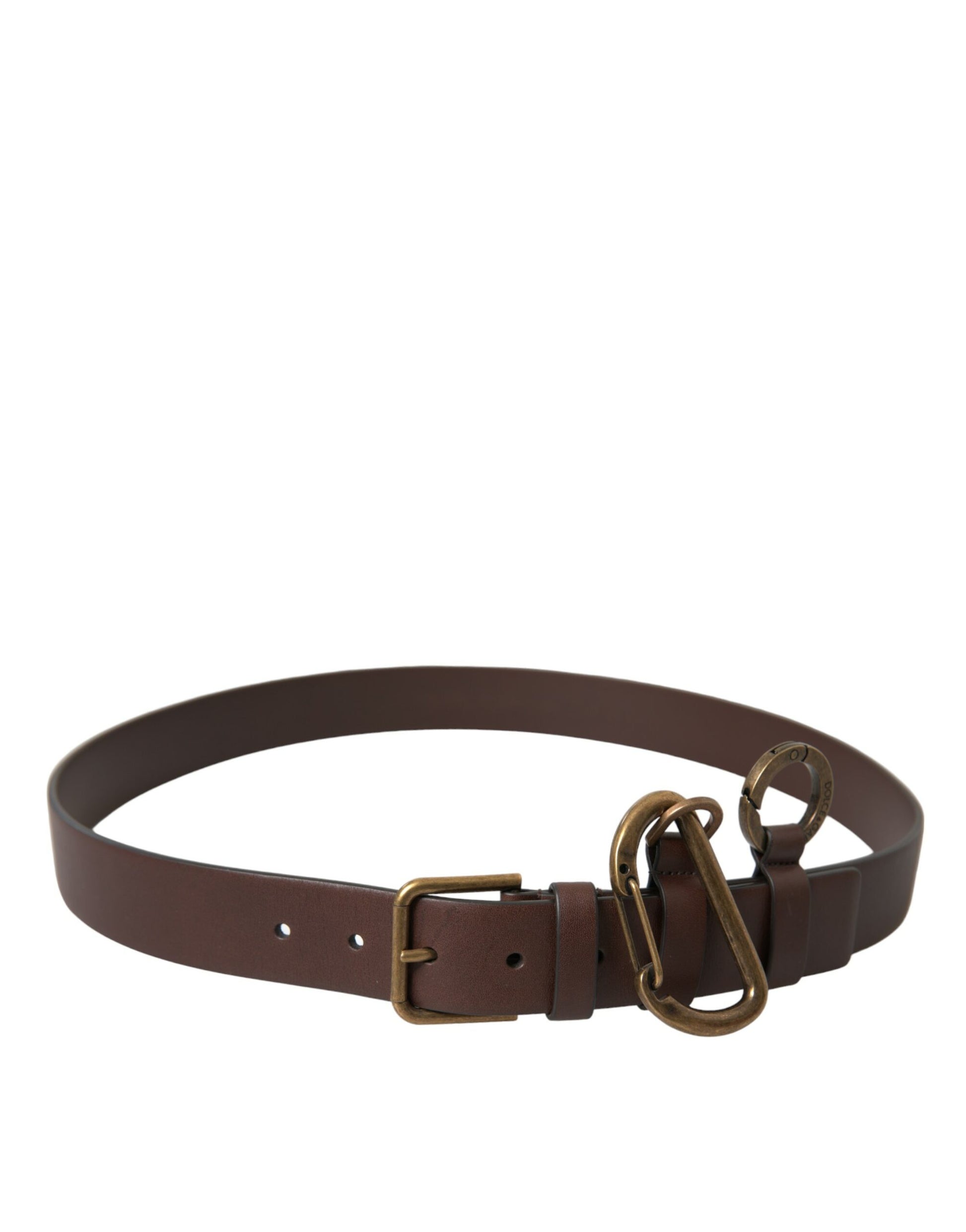 Dolce & Gabbana Brown Calf Leather Gold Metal Buckle Belt Dolce & Gabbana