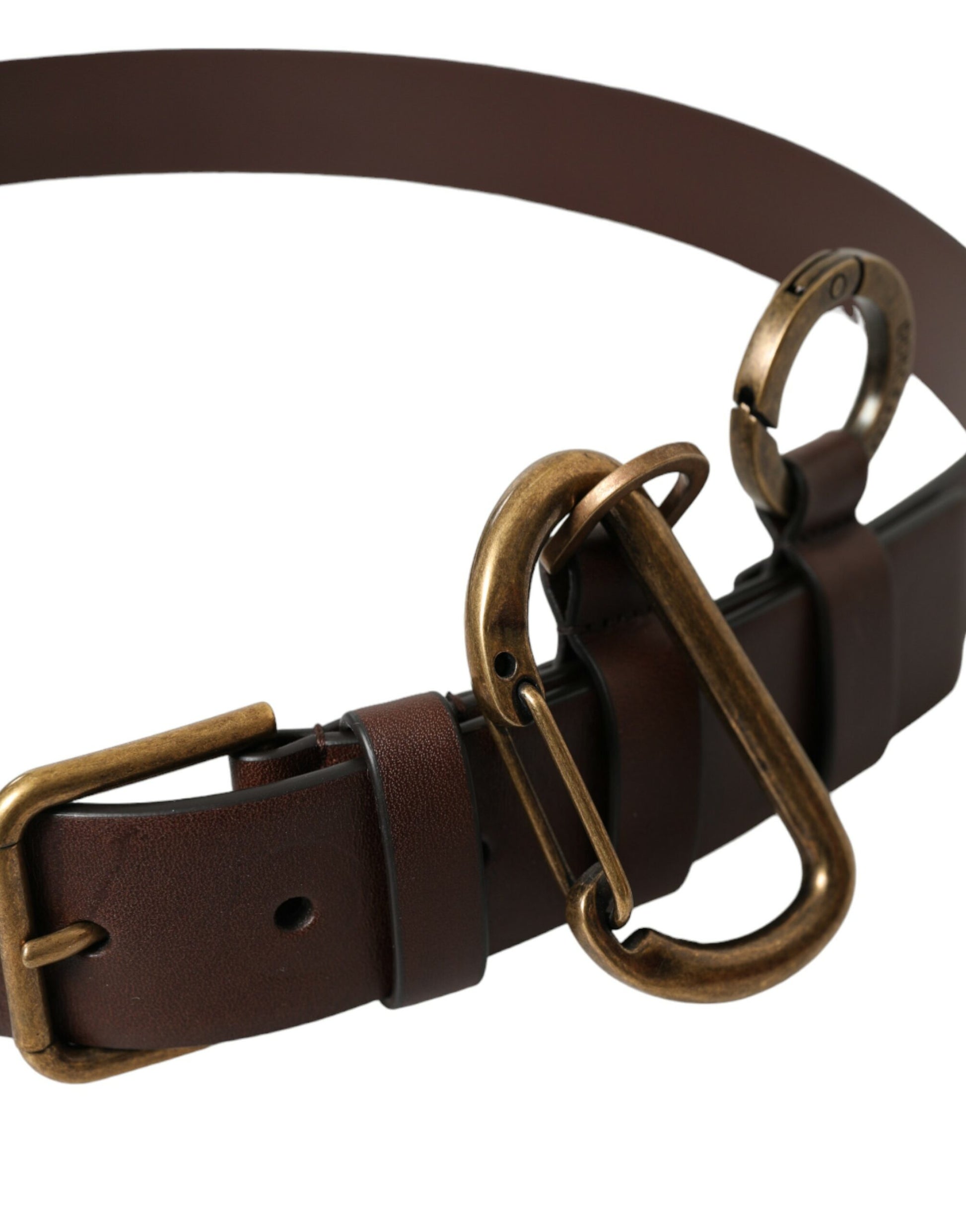 Dolce & Gabbana Brown Calf Leather Gold Metal Buckle Belt Dolce & Gabbana