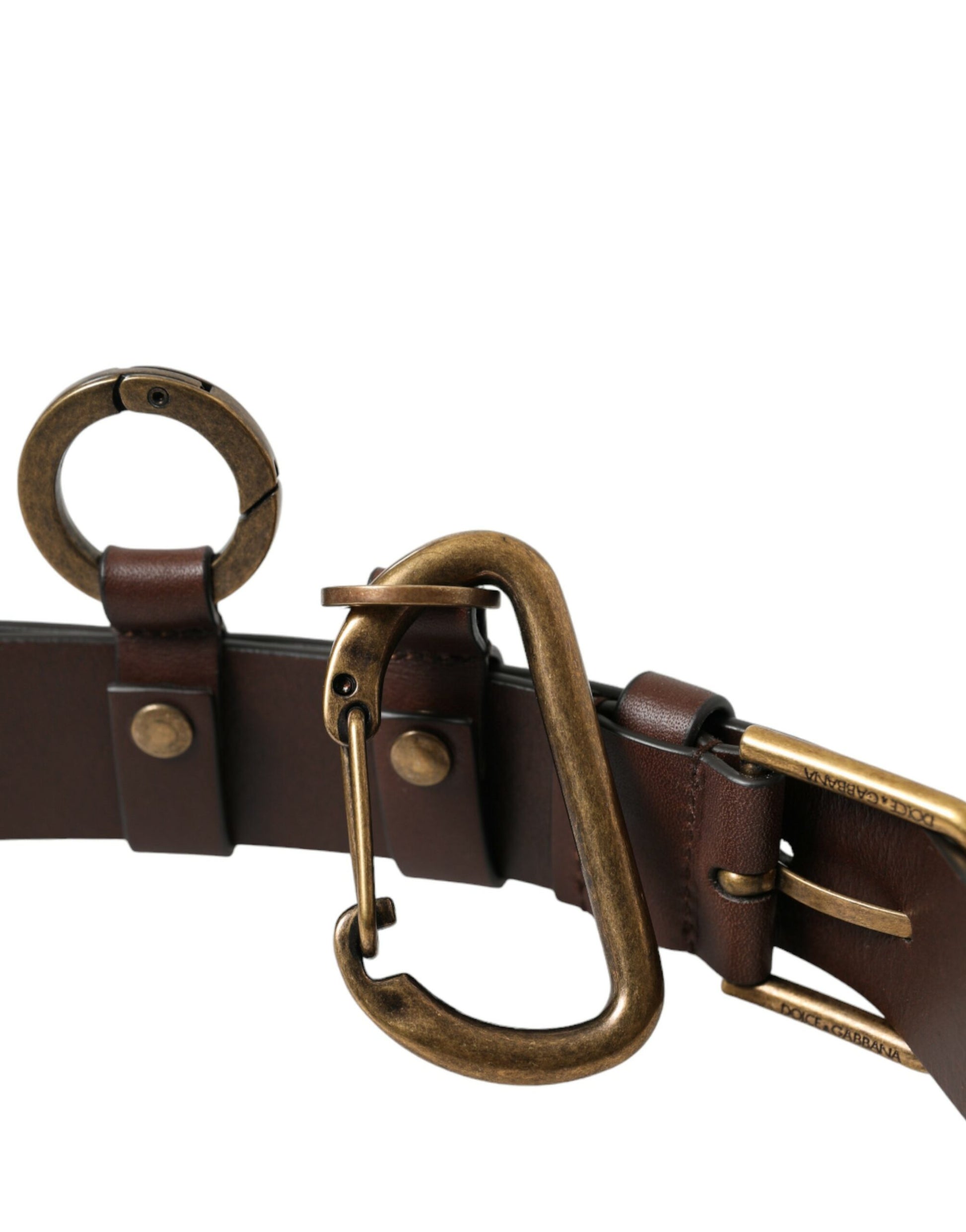 Dolce & Gabbana Brown Calf Leather Gold Metal Buckle Belt Dolce & Gabbana