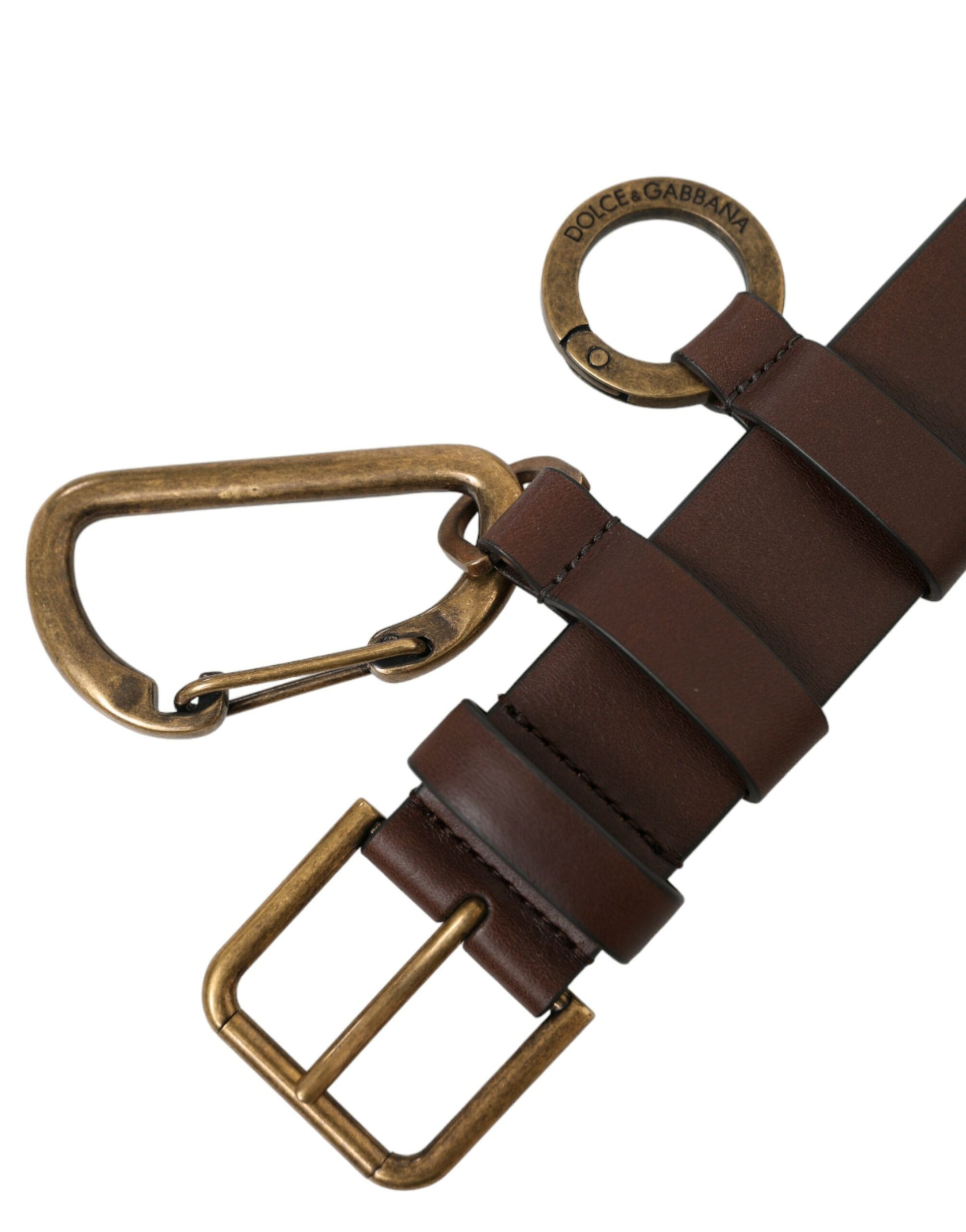 Dolce & Gabbana Brown Calf Leather Gold Metal Buckle Belt Dolce & Gabbana