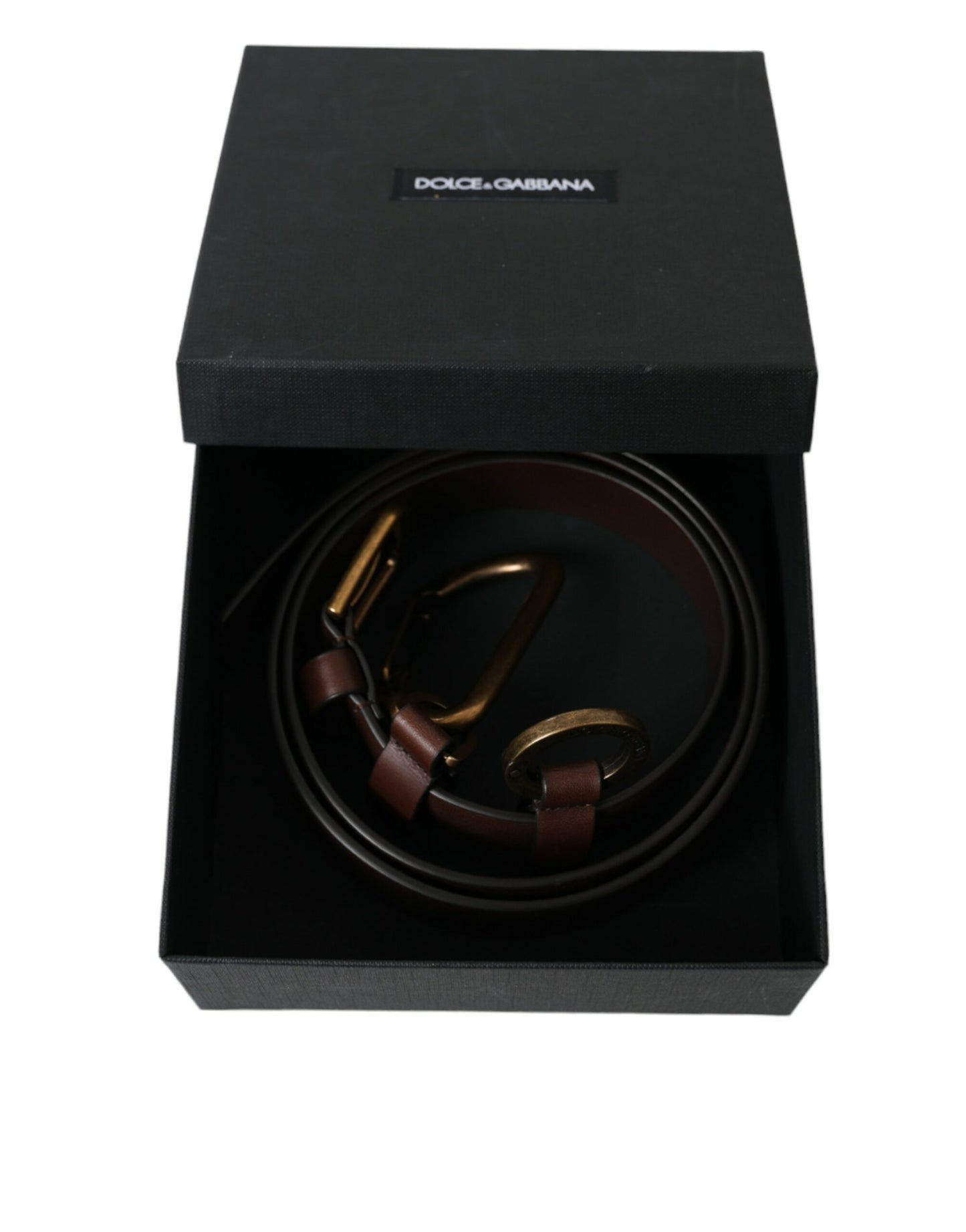 Dolce & Gabbana Brown Calf Leather Gold Metal Buckle Belt Dolce & Gabbana