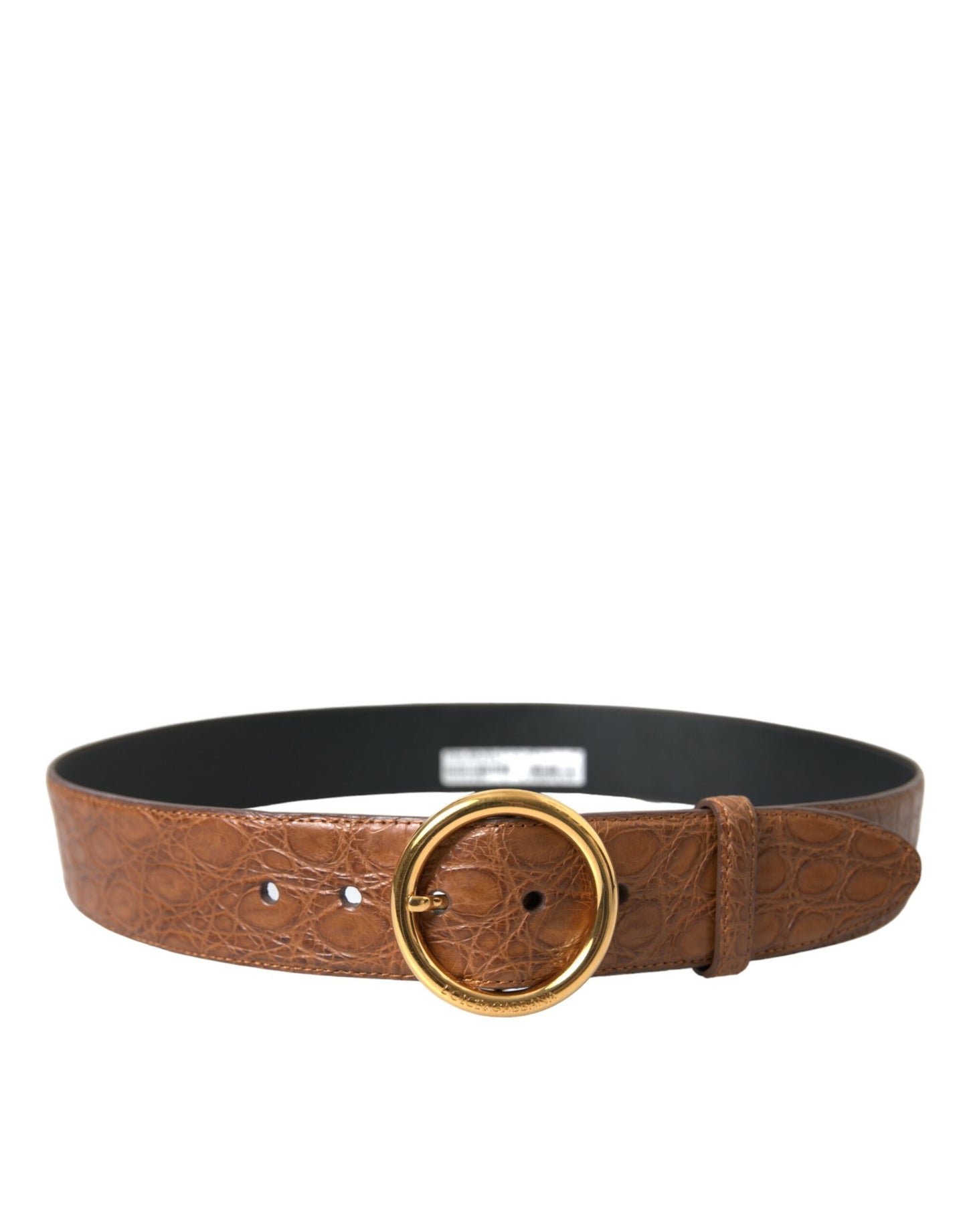 Dolce & Gabbana Brown Exotic Leather Round Buckle Belt Dolce & Gabbana