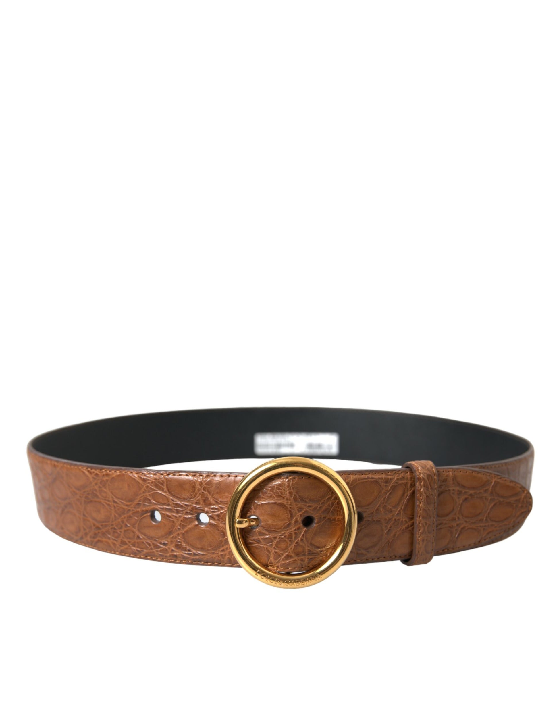 Dolce & Gabbana Brown Exotic Leather Round Buckle Belt Dolce & Gabbana