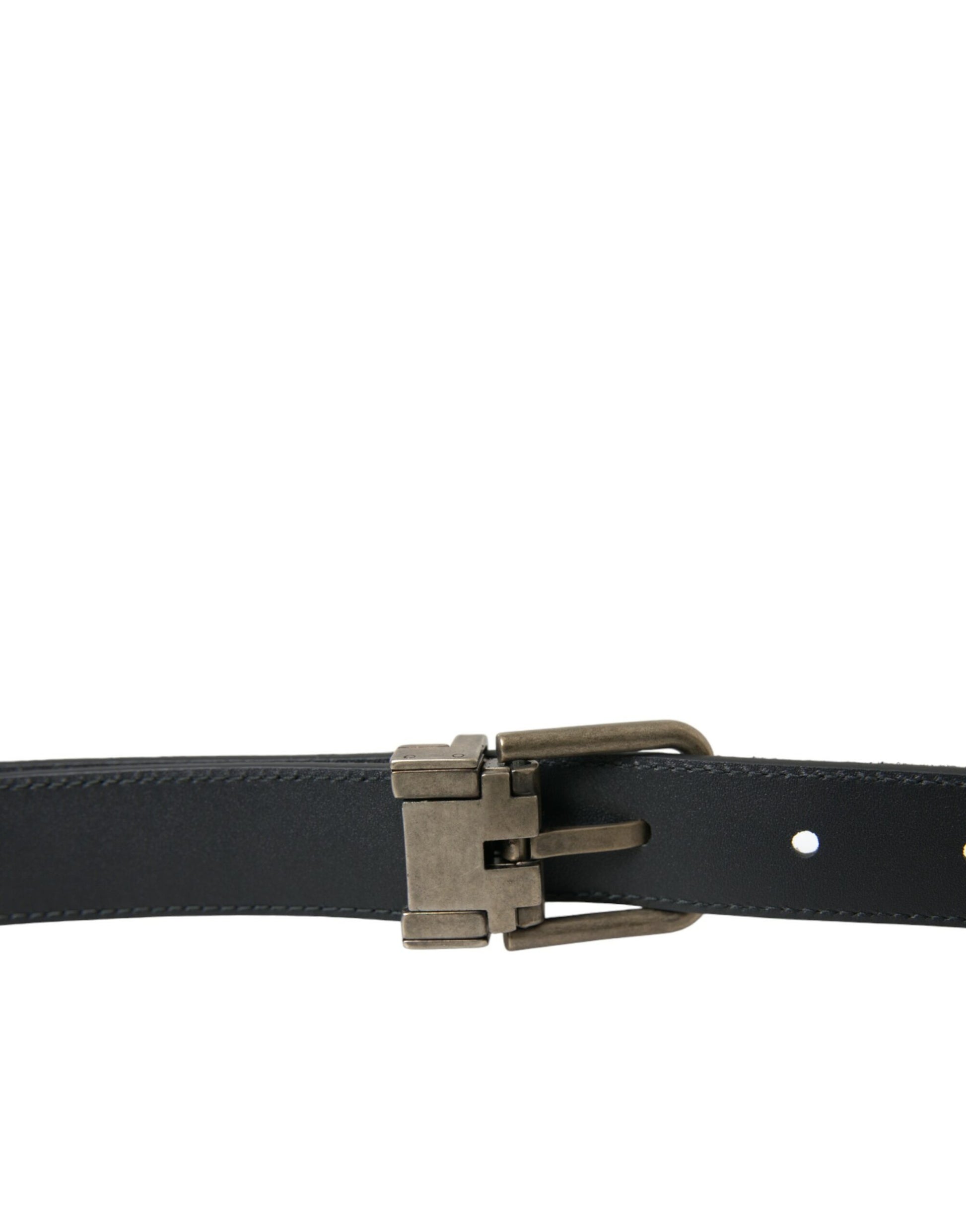 Dolce & Gabbana Black Goat Leather Antique Metal Buckle Belt Dolce & Gabbana