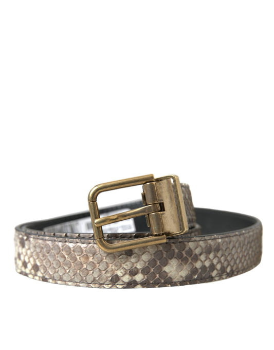Dolce & Gabbana Brown Python Leather Gold Metal Buckle Belt Dolce & Gabbana